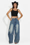 Jeans casuales azul marino para mujer Renelia Bogas