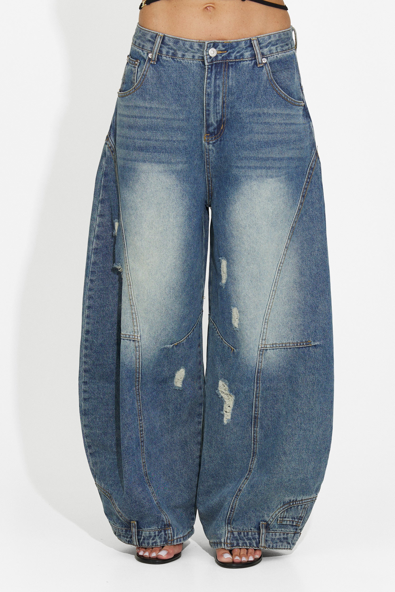 Jeans casuales azul marino para mujer Renelia Bogas