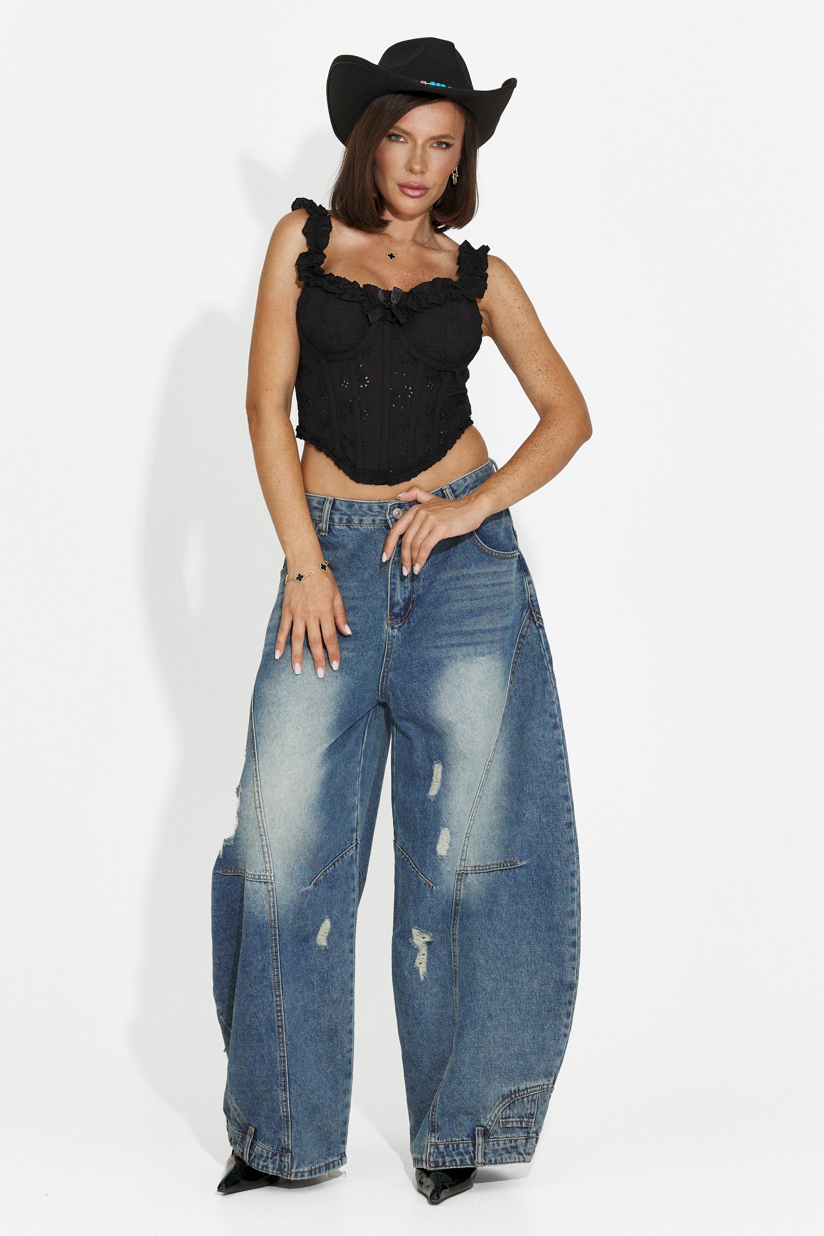 Jeans casuales azul marino para mujer Renelia Bogas