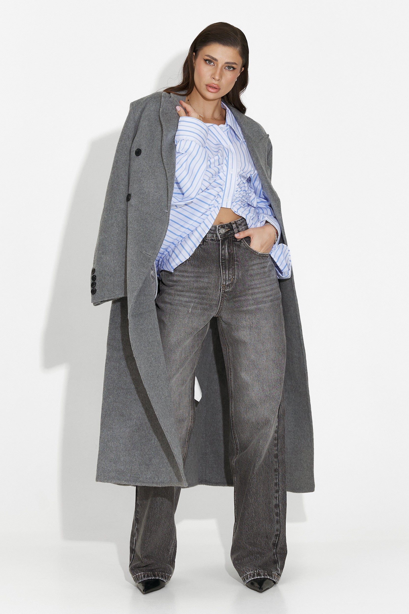 Γυναικείο τζιν casual γκρι Semika Bogas