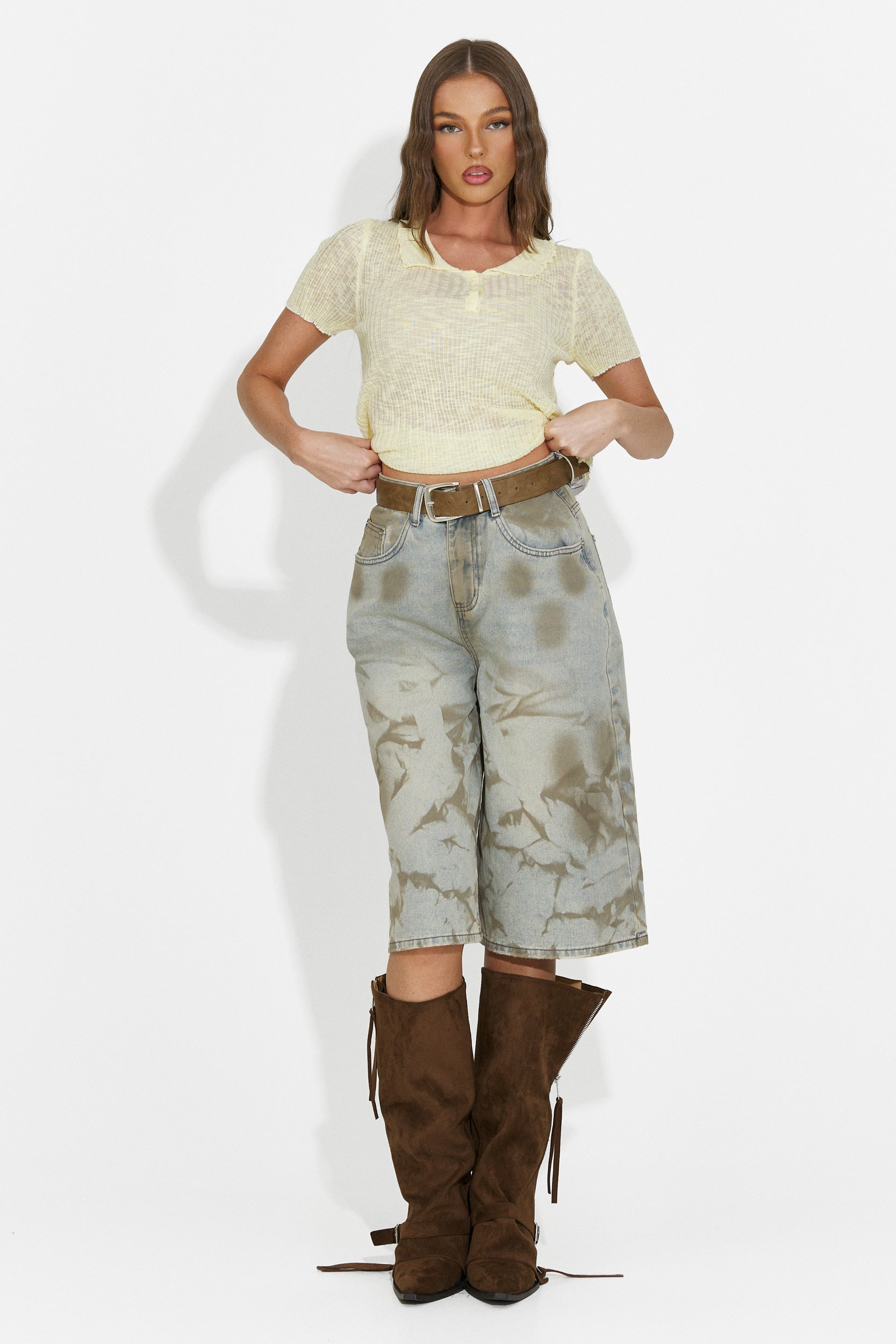 Khaki casual women's jeans Bristy Bogas