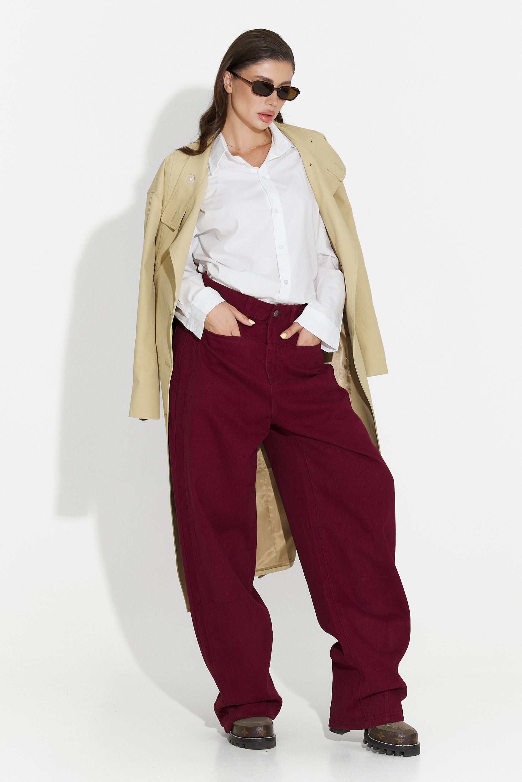 Casual burgundy Jacklyn Bogas women's jeans