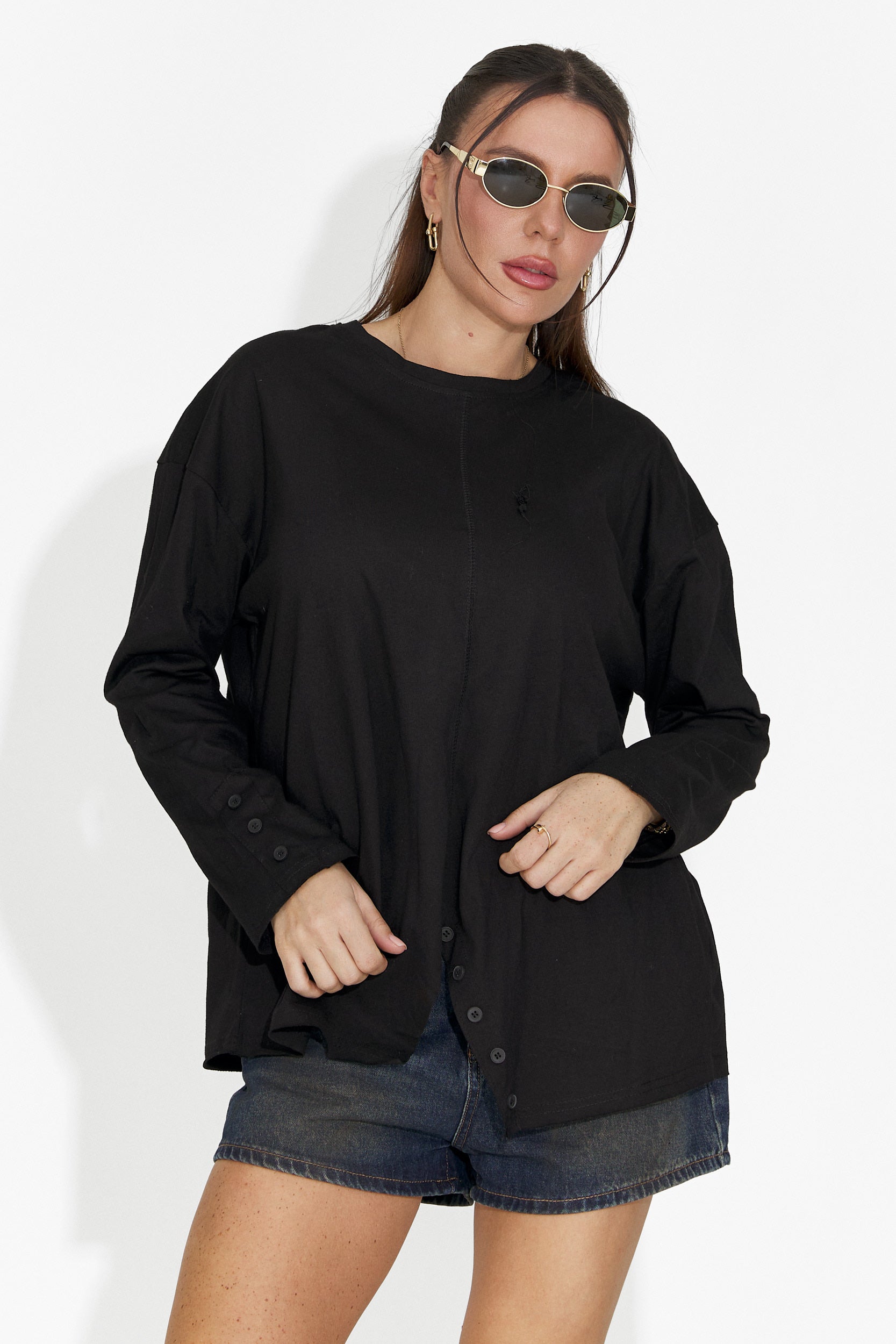 Chandana Bogas Lässige Schwarze Damenbluse