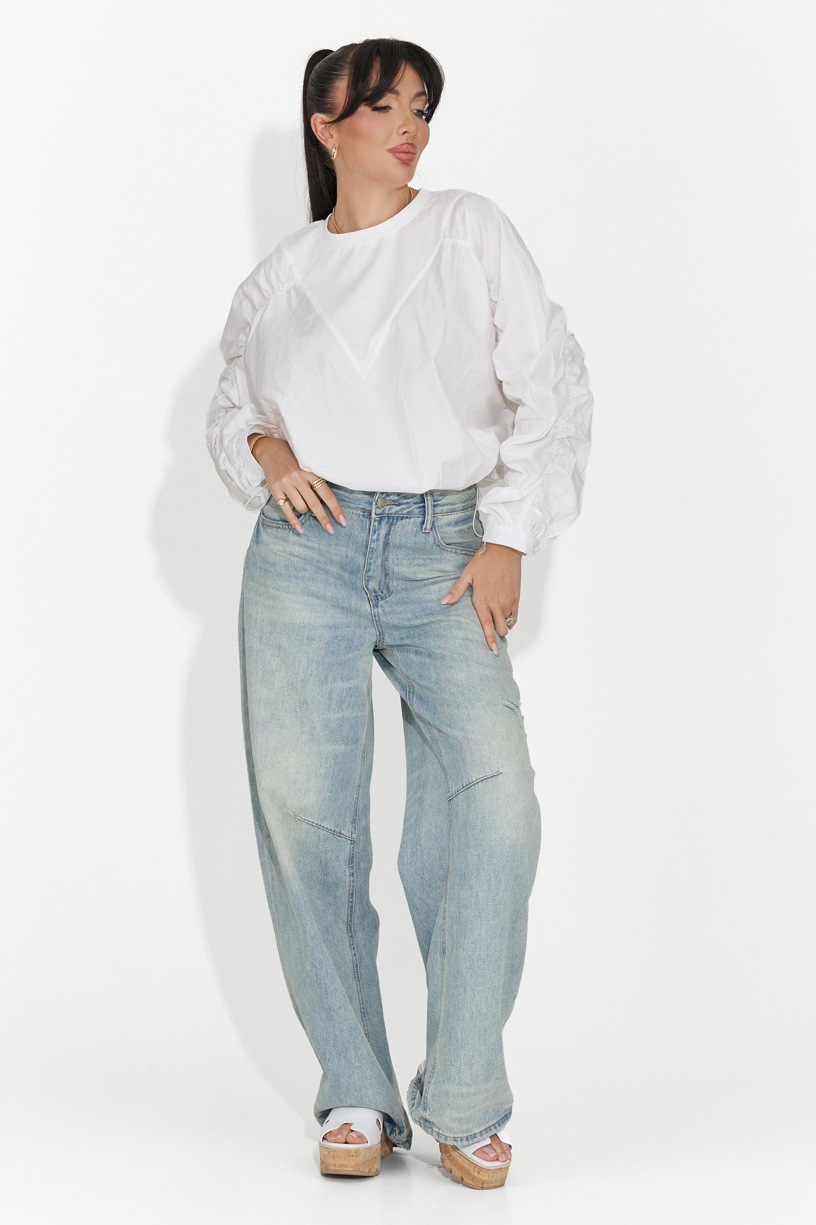 Women's Casual White Blouse Donelia Bogas