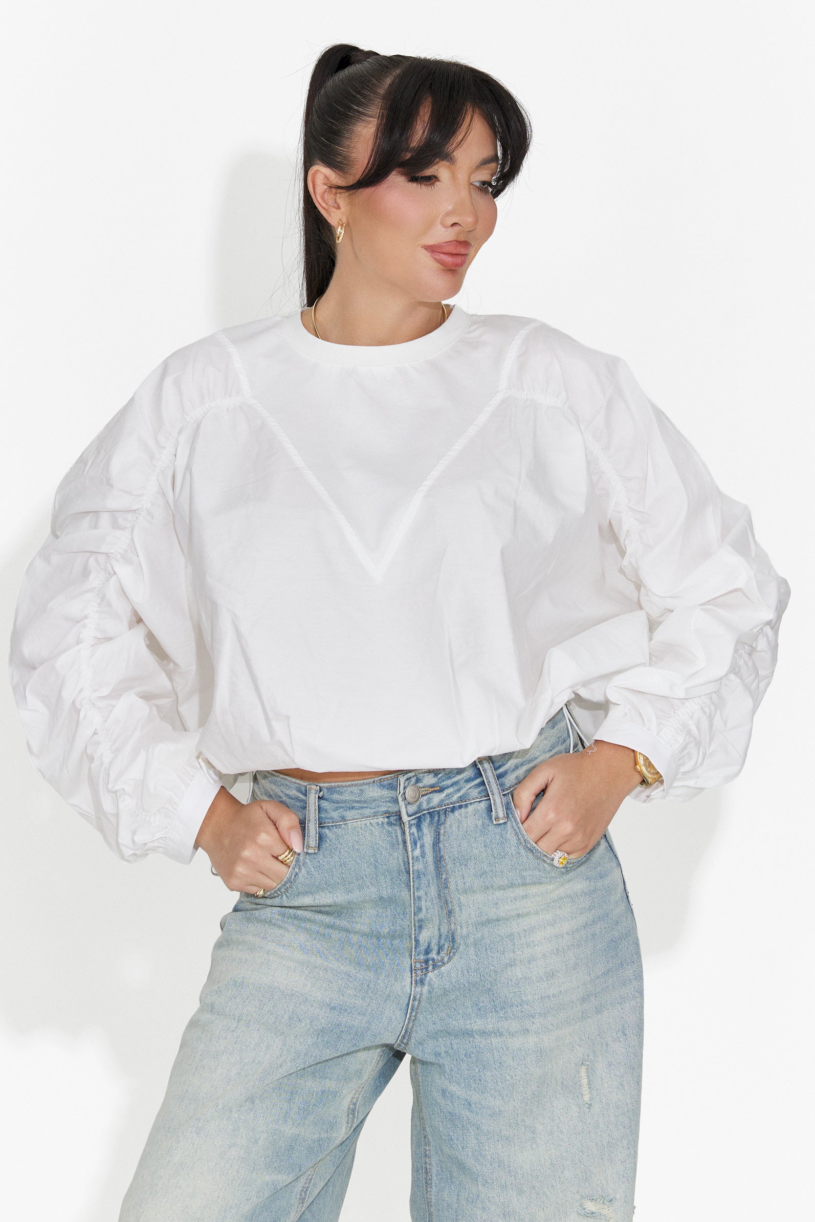 Women's Casual White Blouse Donelia Bogas