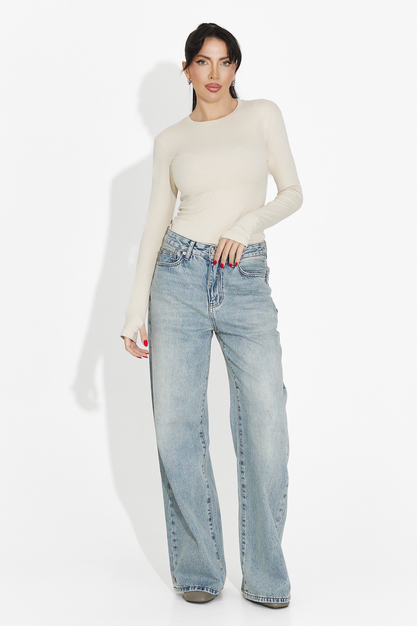 Beige casual women's blouse Kisena bogas