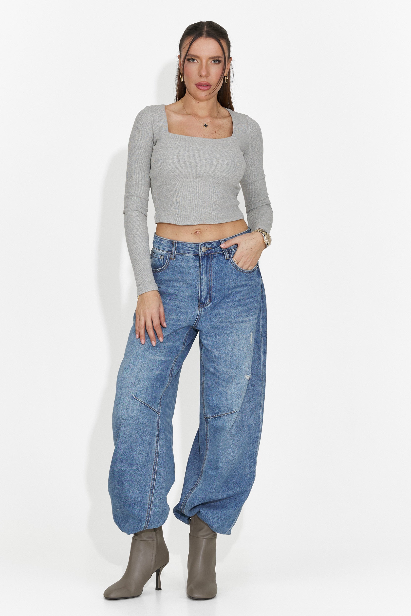 Blusa Casual Gris para Damas de Dariana Bogas
