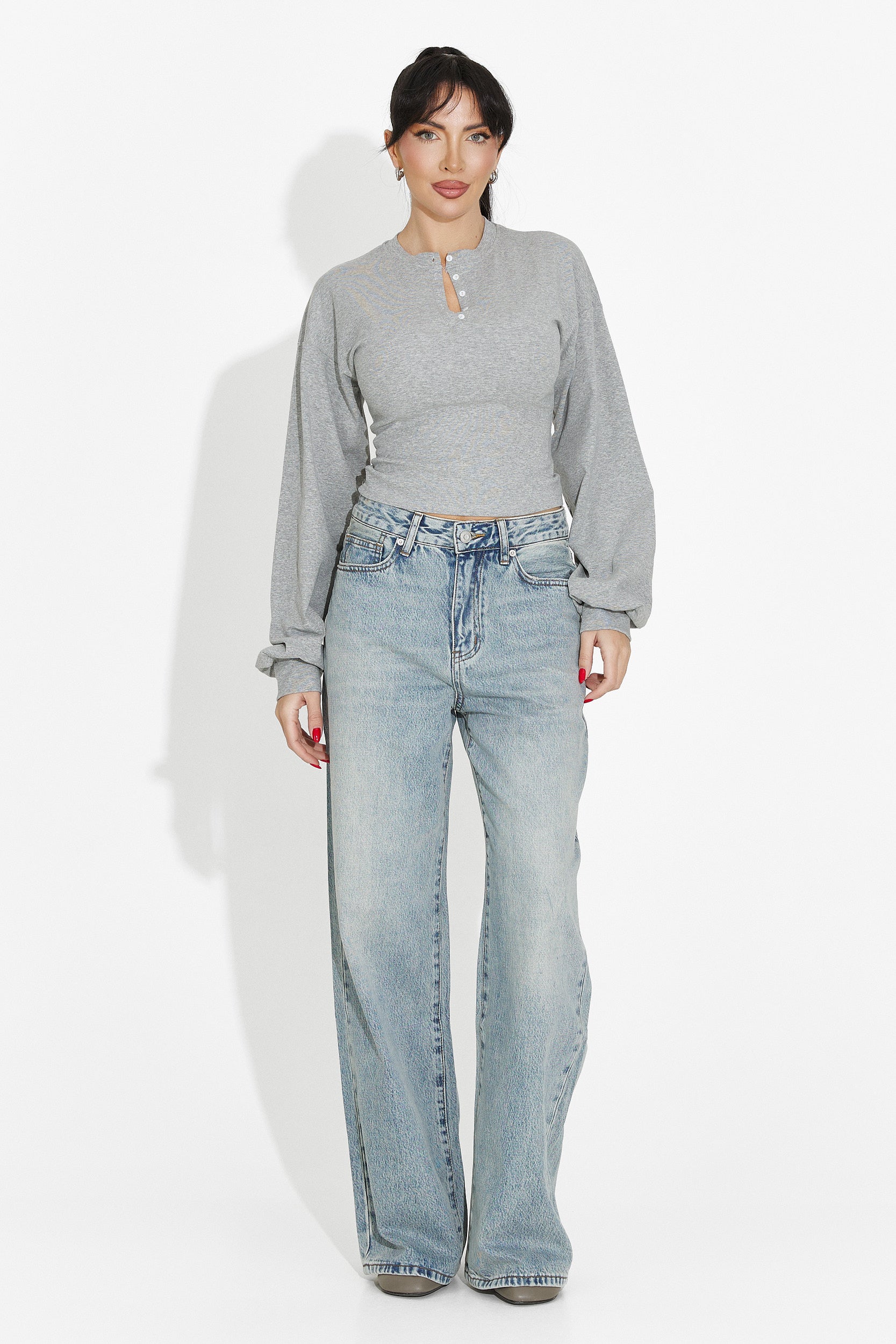 Blusa casual gris para mujer Tivora Bogas