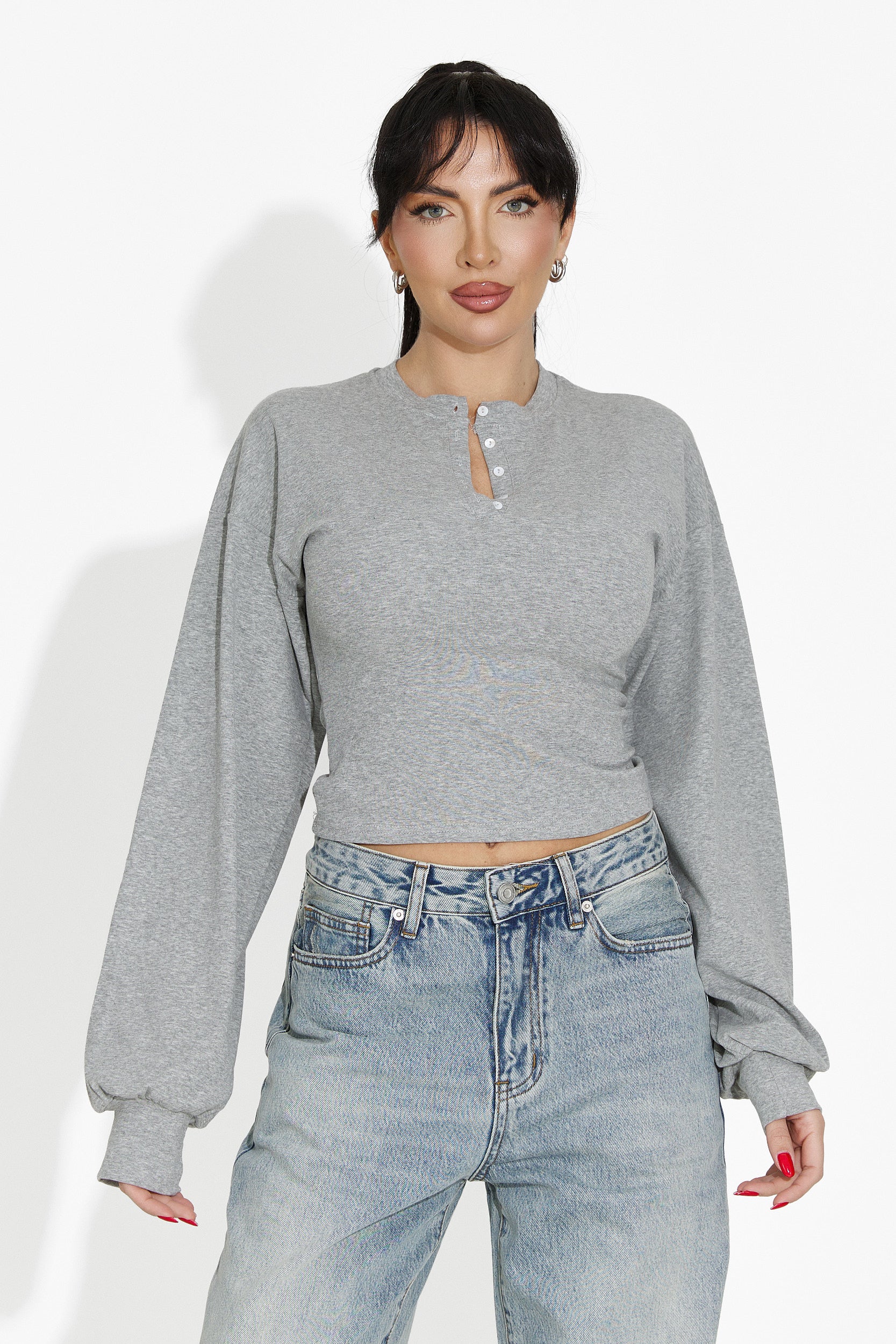 Blusa casual gris para mujer Tivora Bogas