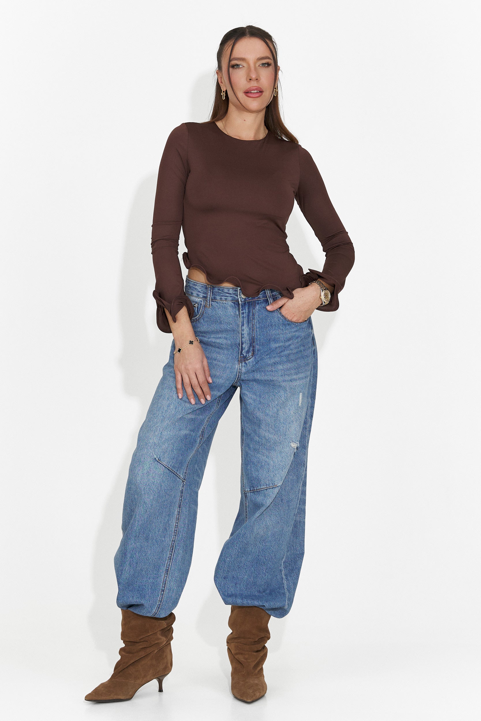 Maglia donna casual marrone Enisea Bogas