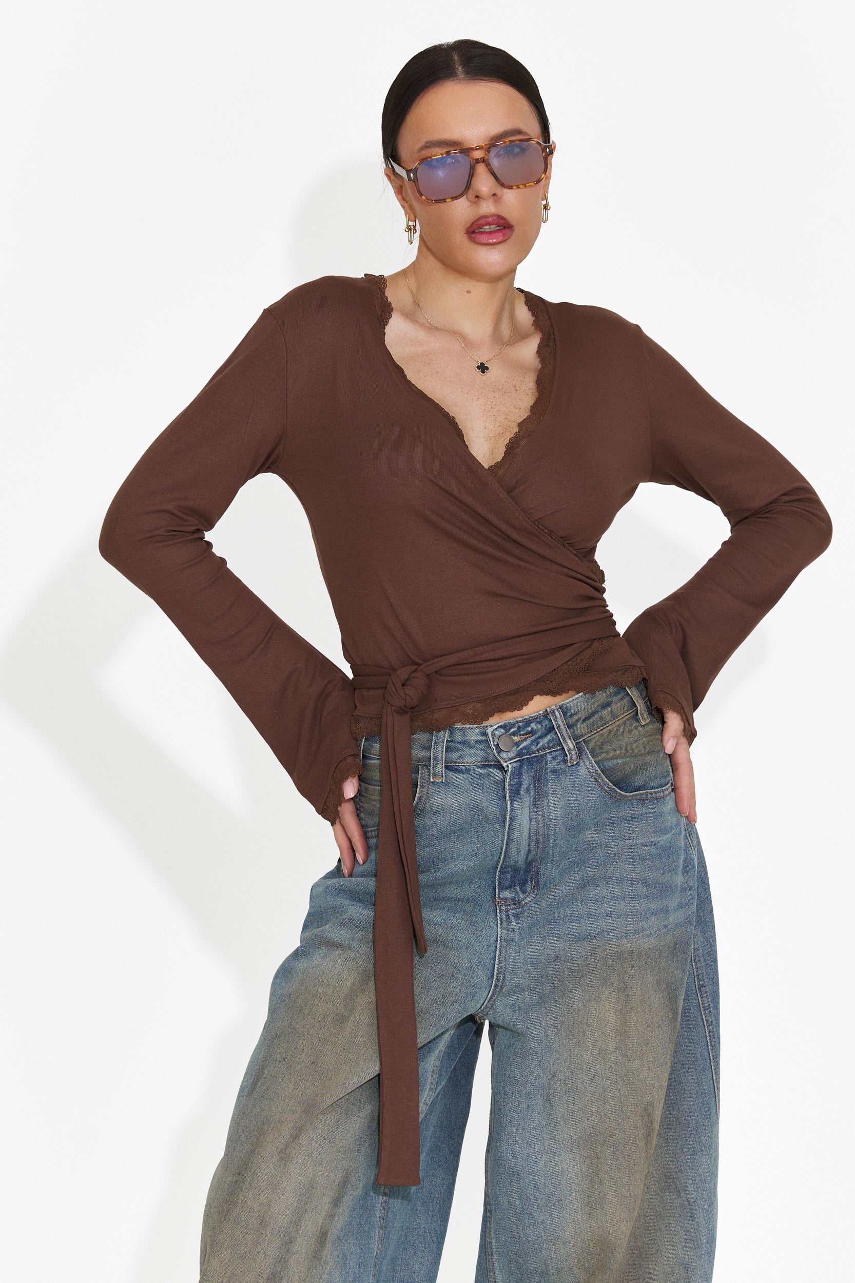 Damen-Freizeitbluse braun Zaneta Bogas