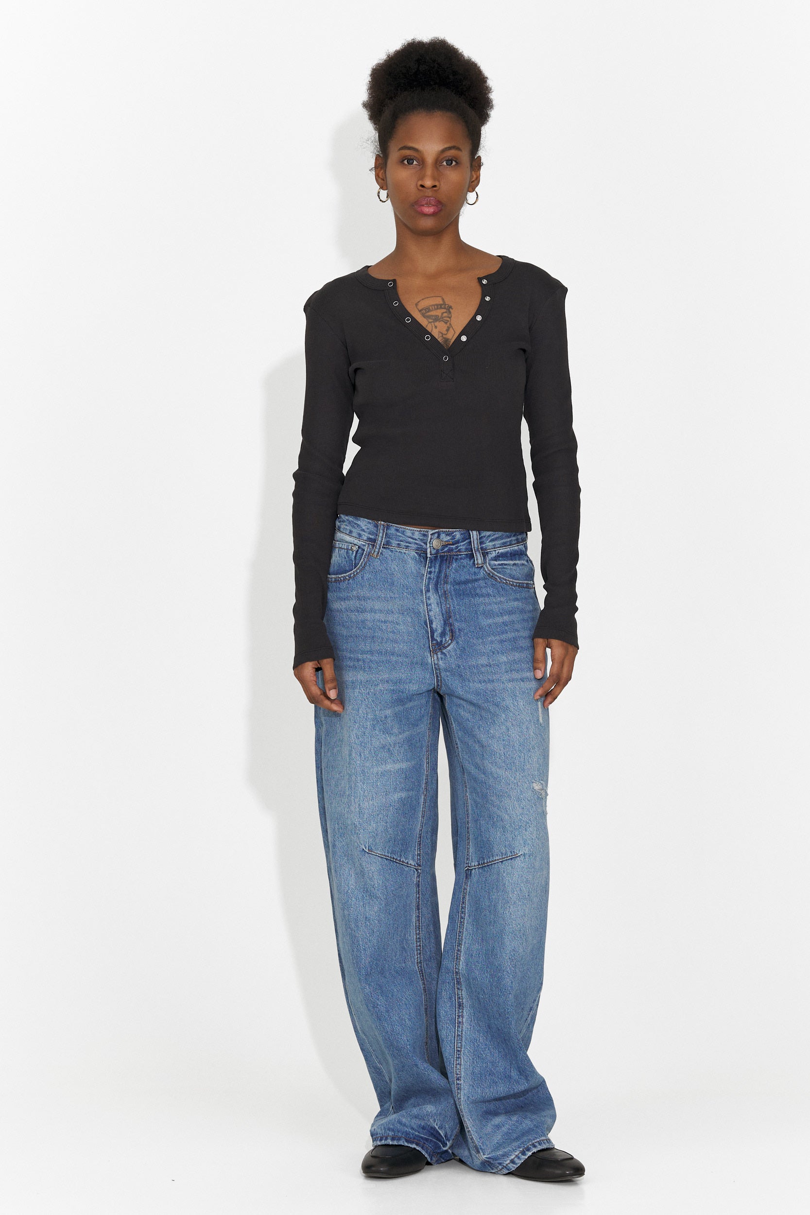 Women's casual black blouse Roxana Bogas