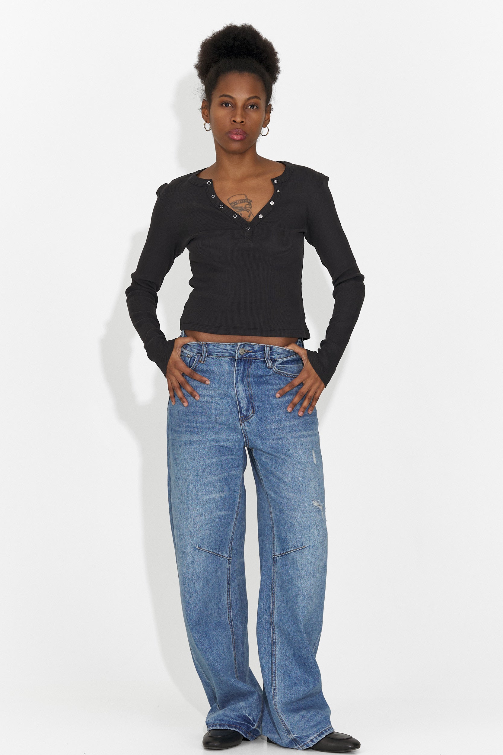 Women's casual black blouse Roxana Bogas