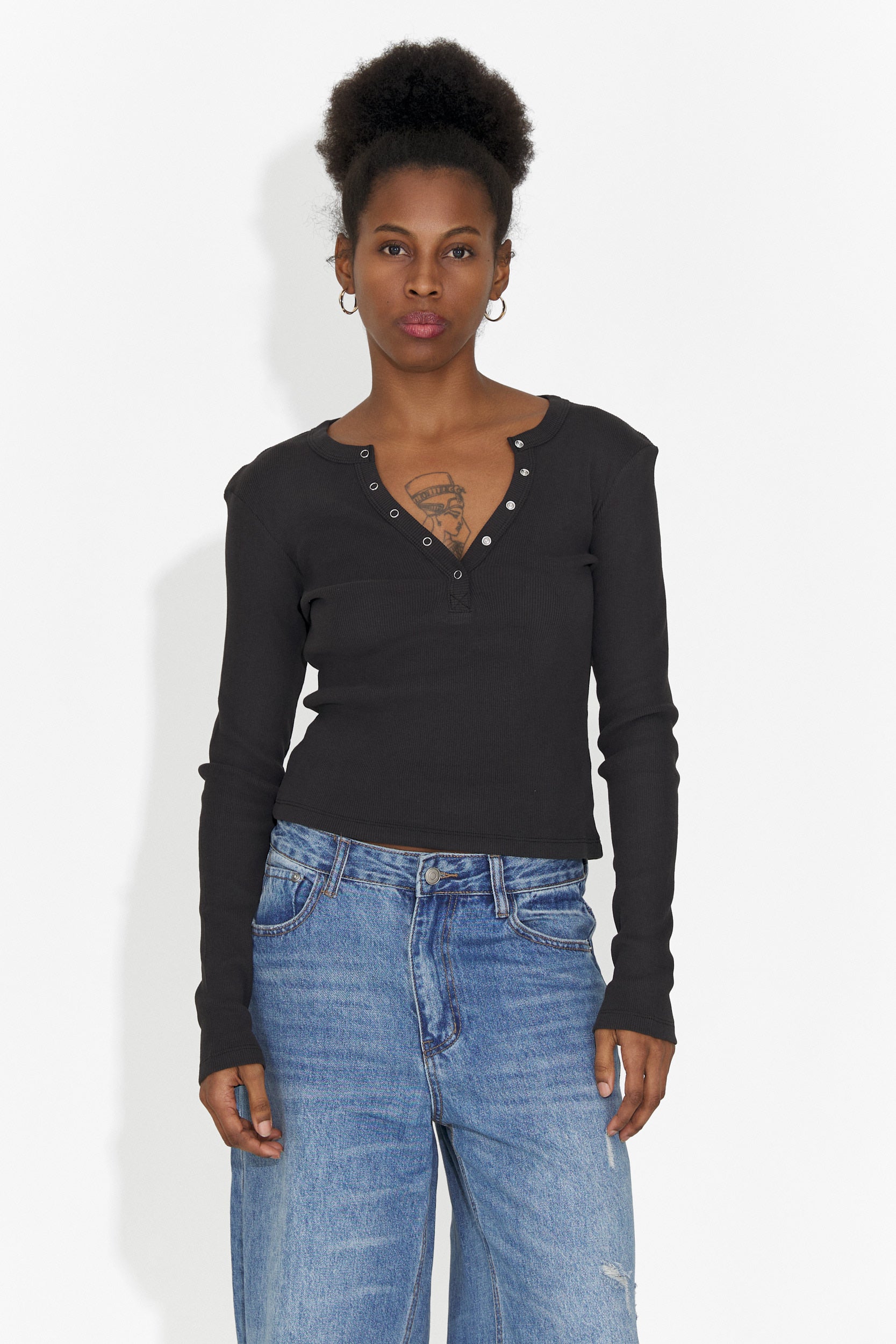 Women's casual black blouse Roxana Bogas