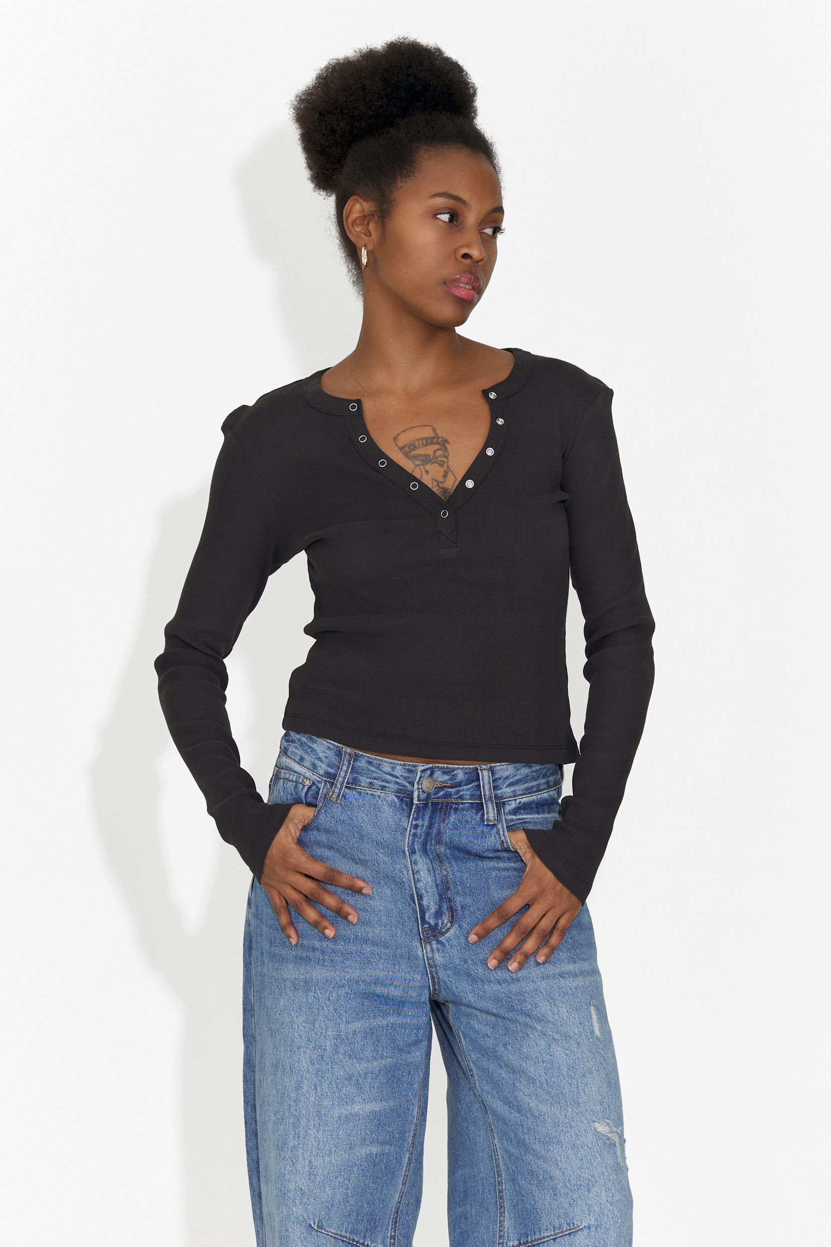 Women's casual black blouse Roxana Bogas