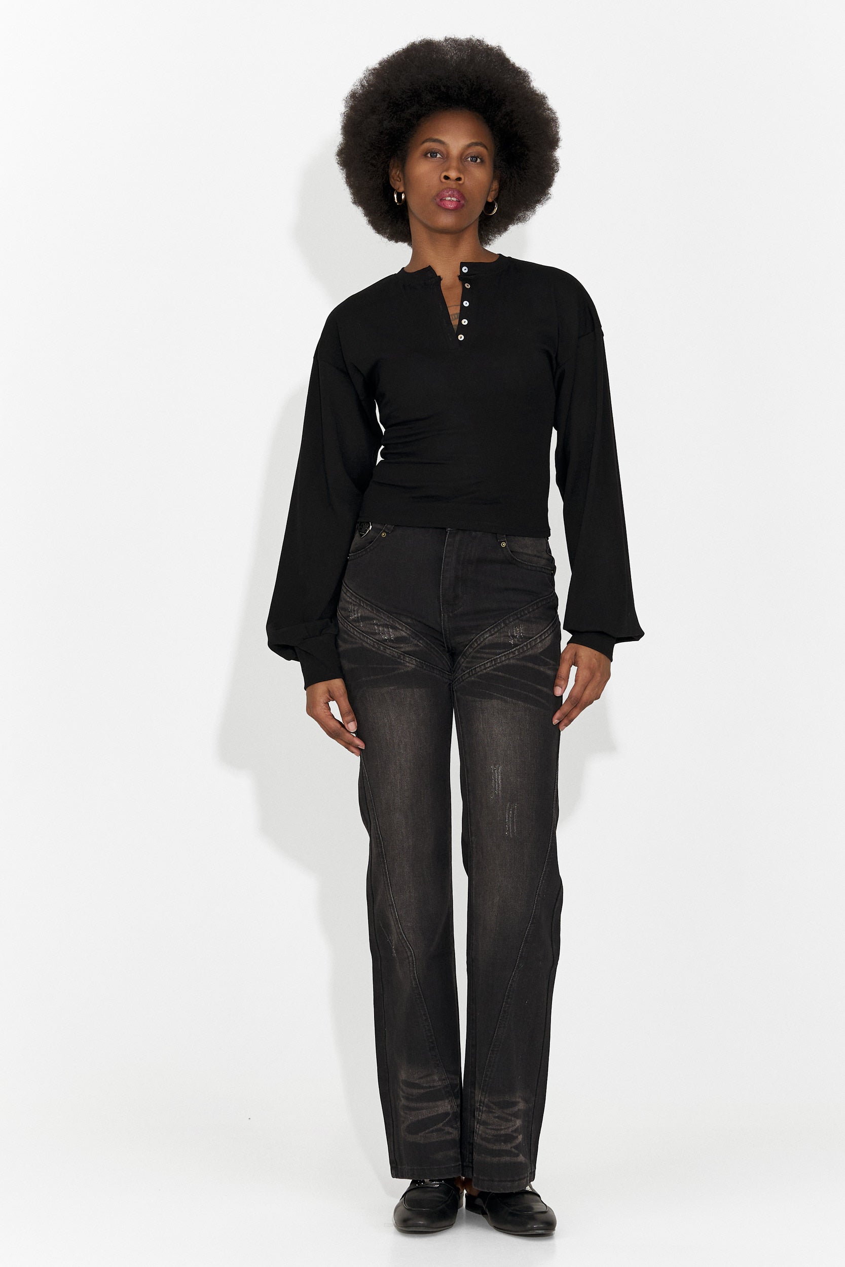 Schwarze Damen-Freizeitbluse Tivora Bogas