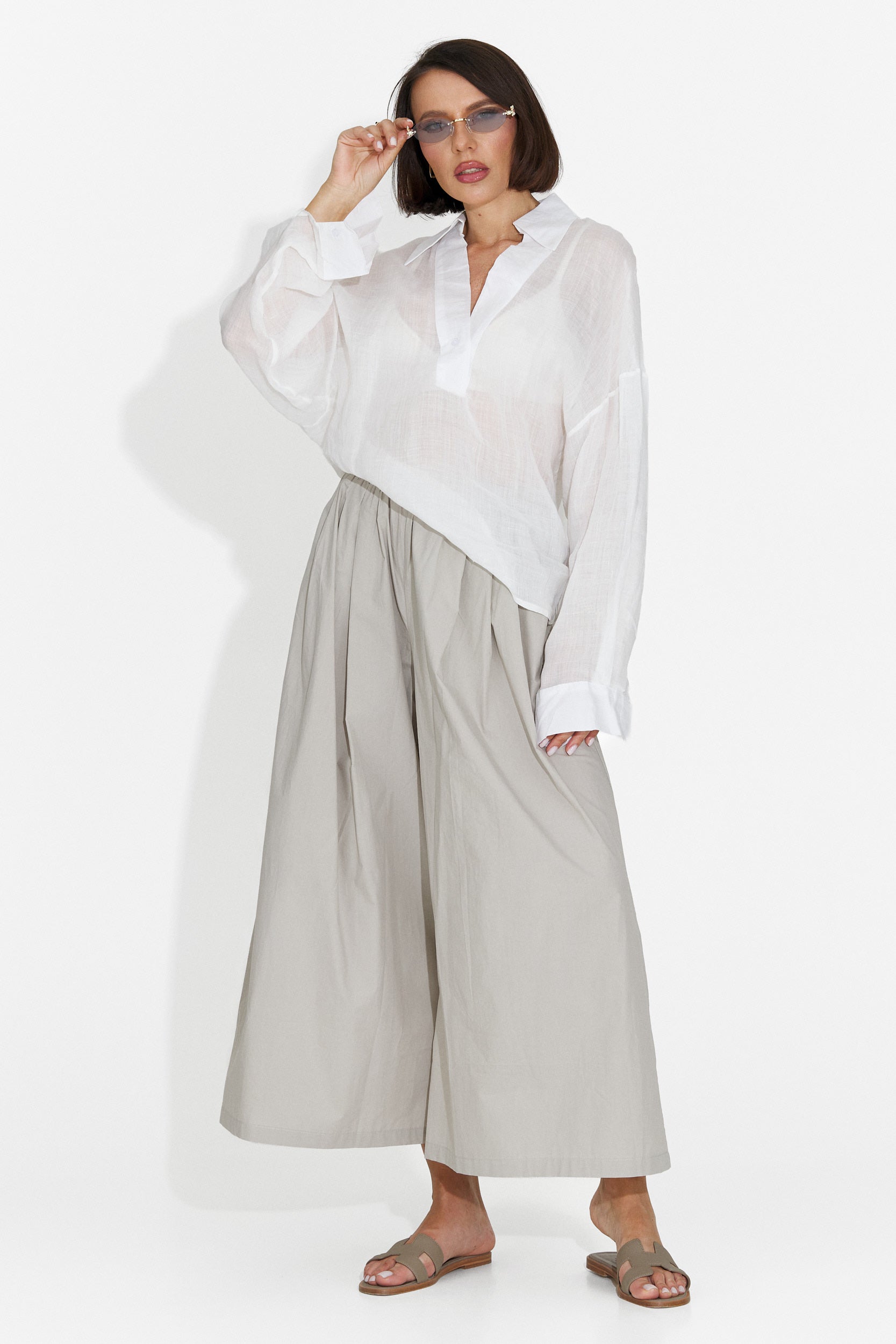 Camasa dama casual alba Hibiscus Bogas