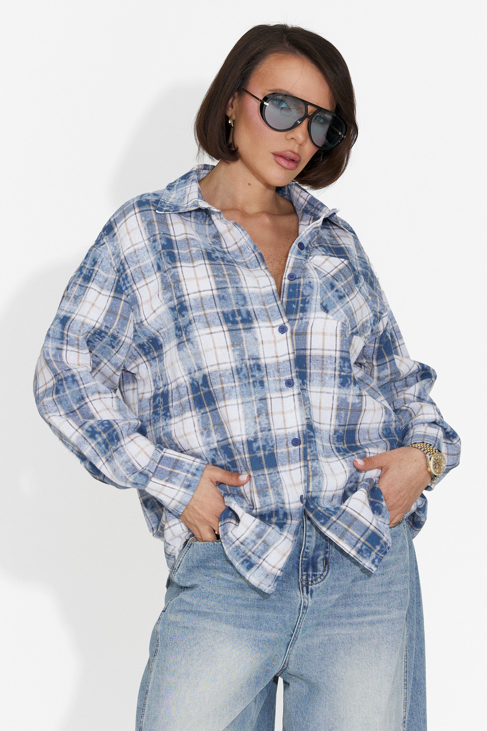 Camasa dama casual bleu Adelyma Bogas