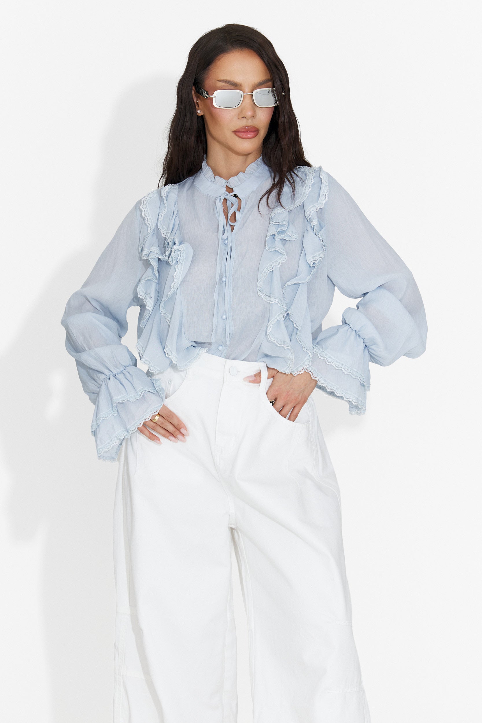 Camisa Azul Casual de Mujer de Alcadia Bogas
