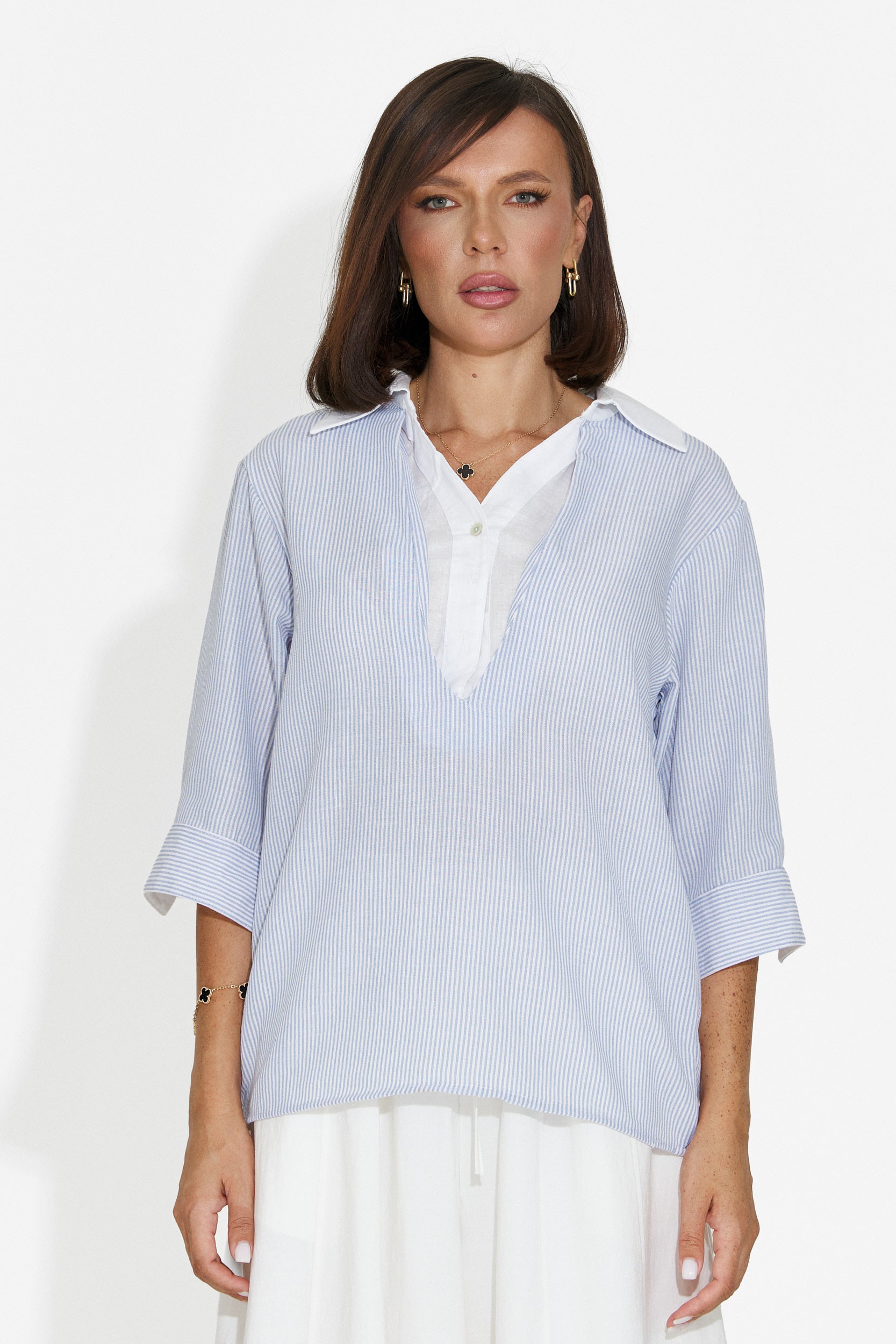 Casual light blue women's shirt Esperia Bogas