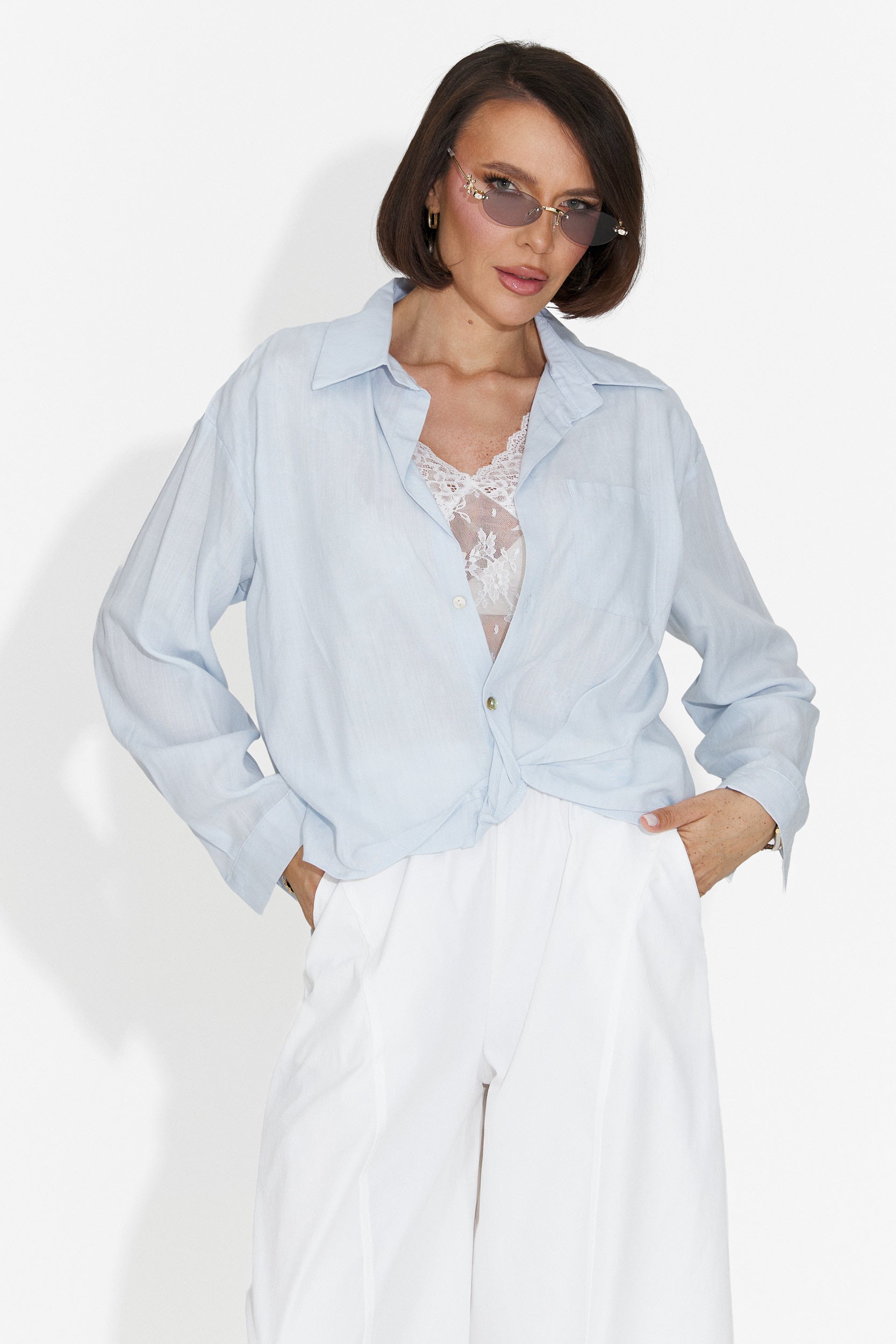 Camasa dama casual bleu Graphi Bogas