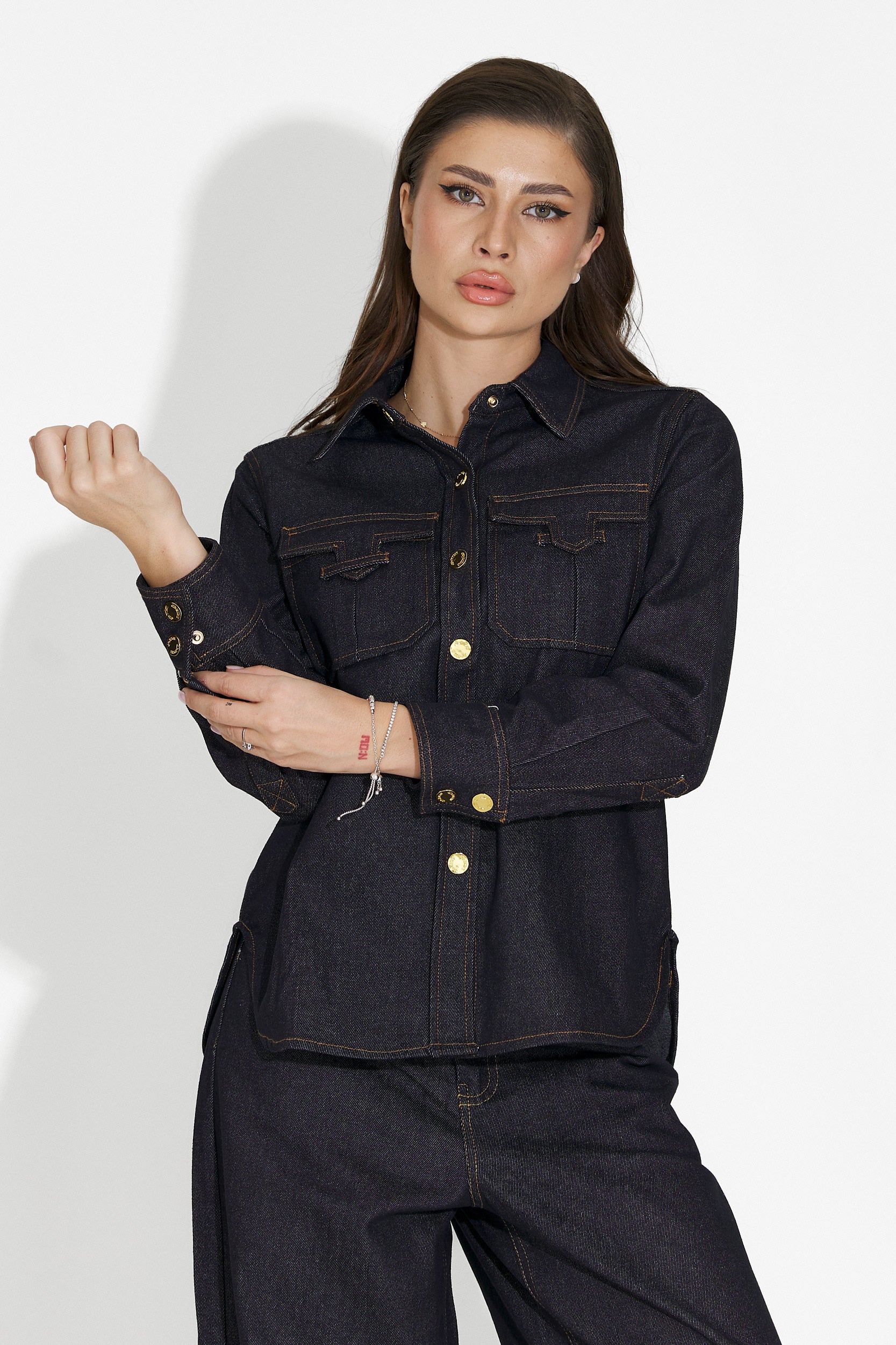 Melena Bogas Navy Blue Casual Women's Shirt