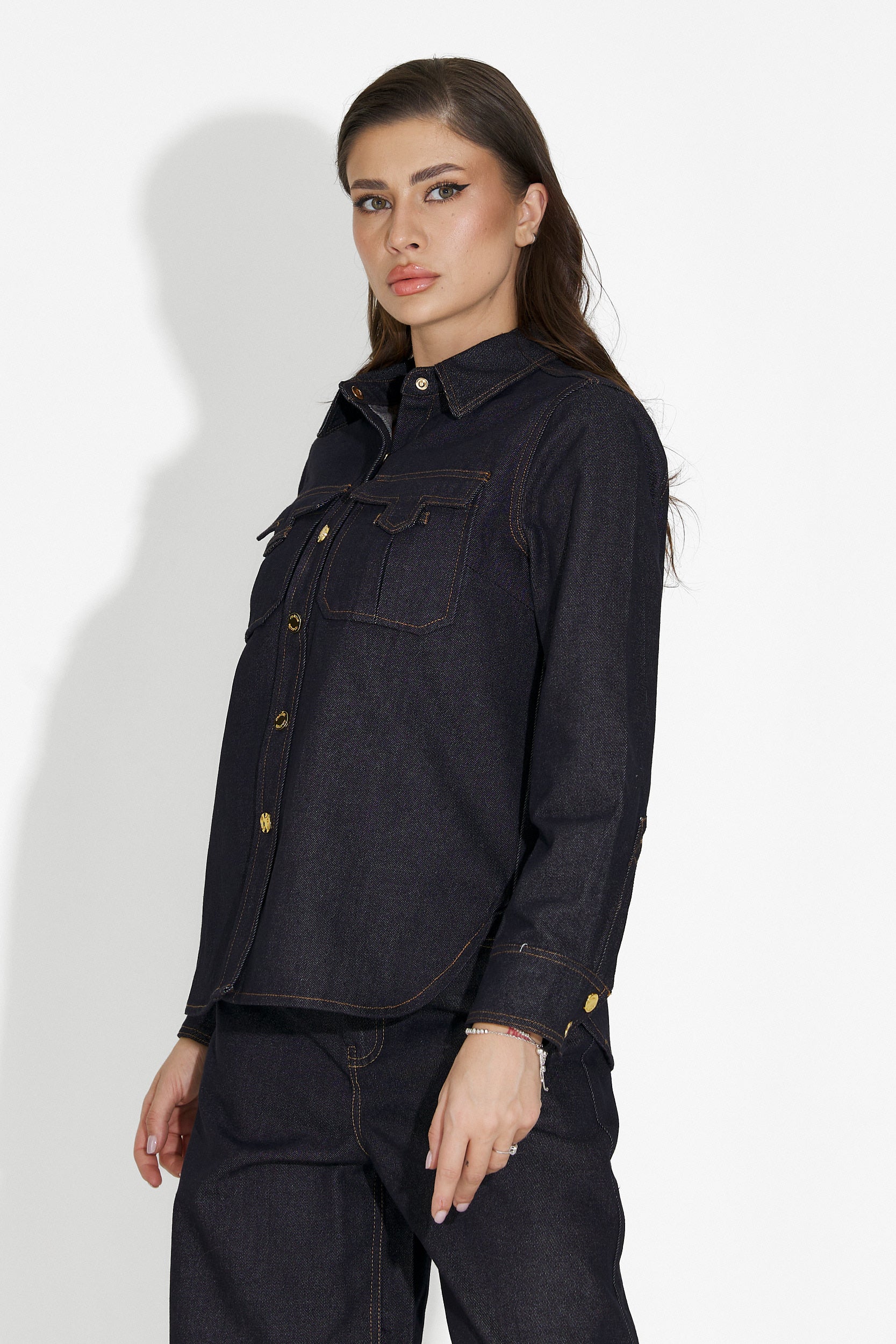 Koszula damska casual granatowa Melena Bogas