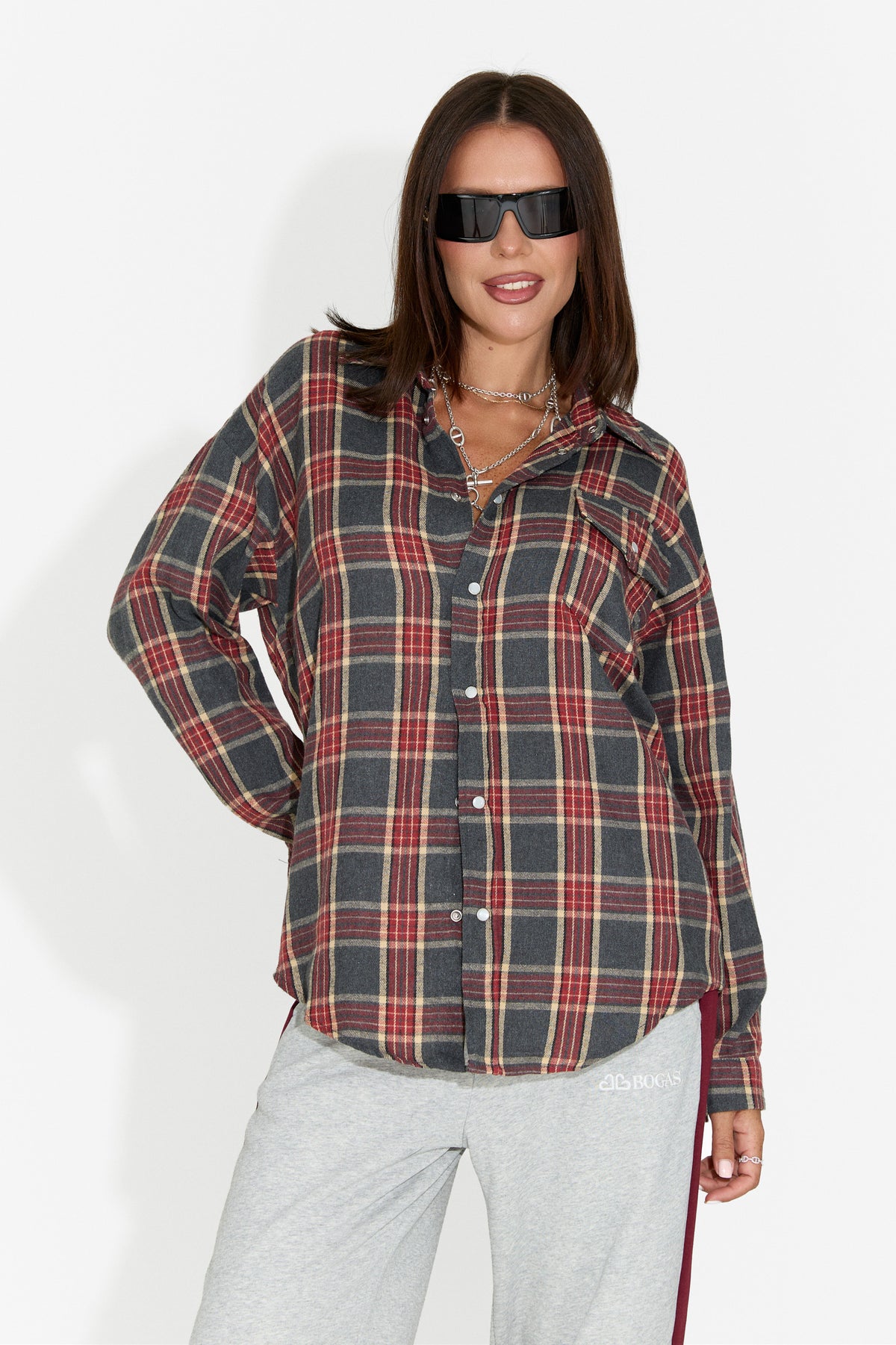 Chemise décontractée bordeaux pour femme Importas Bogas