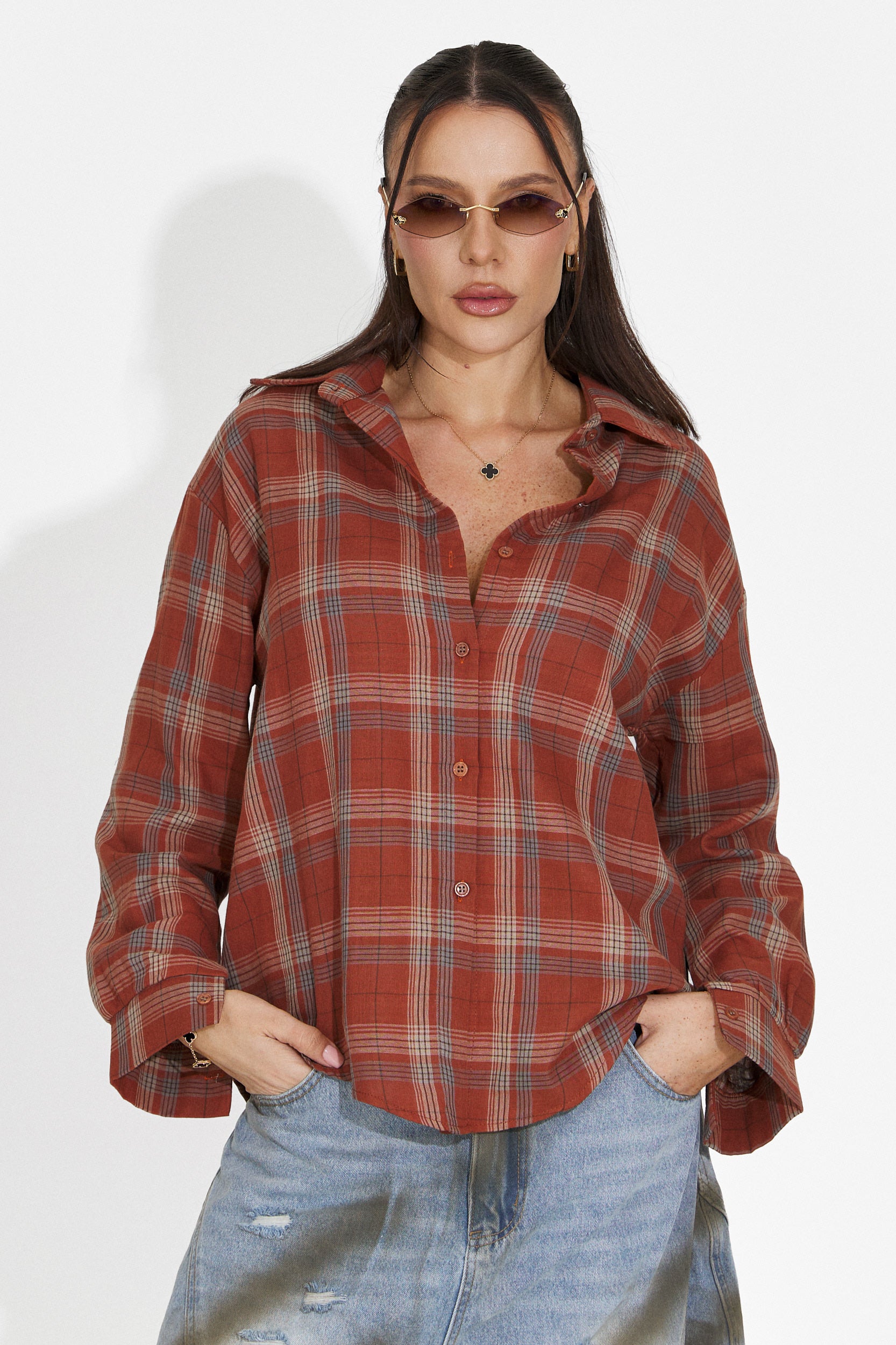 Casual Brick Red Women's Shirt Barcely Bogas