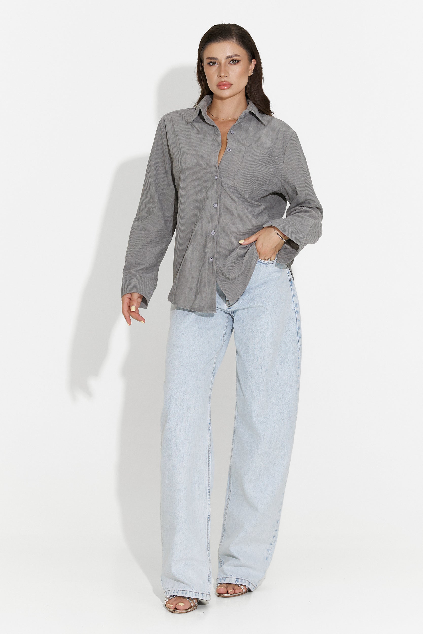 Szara casualowa koszula damska Deliora Bogas