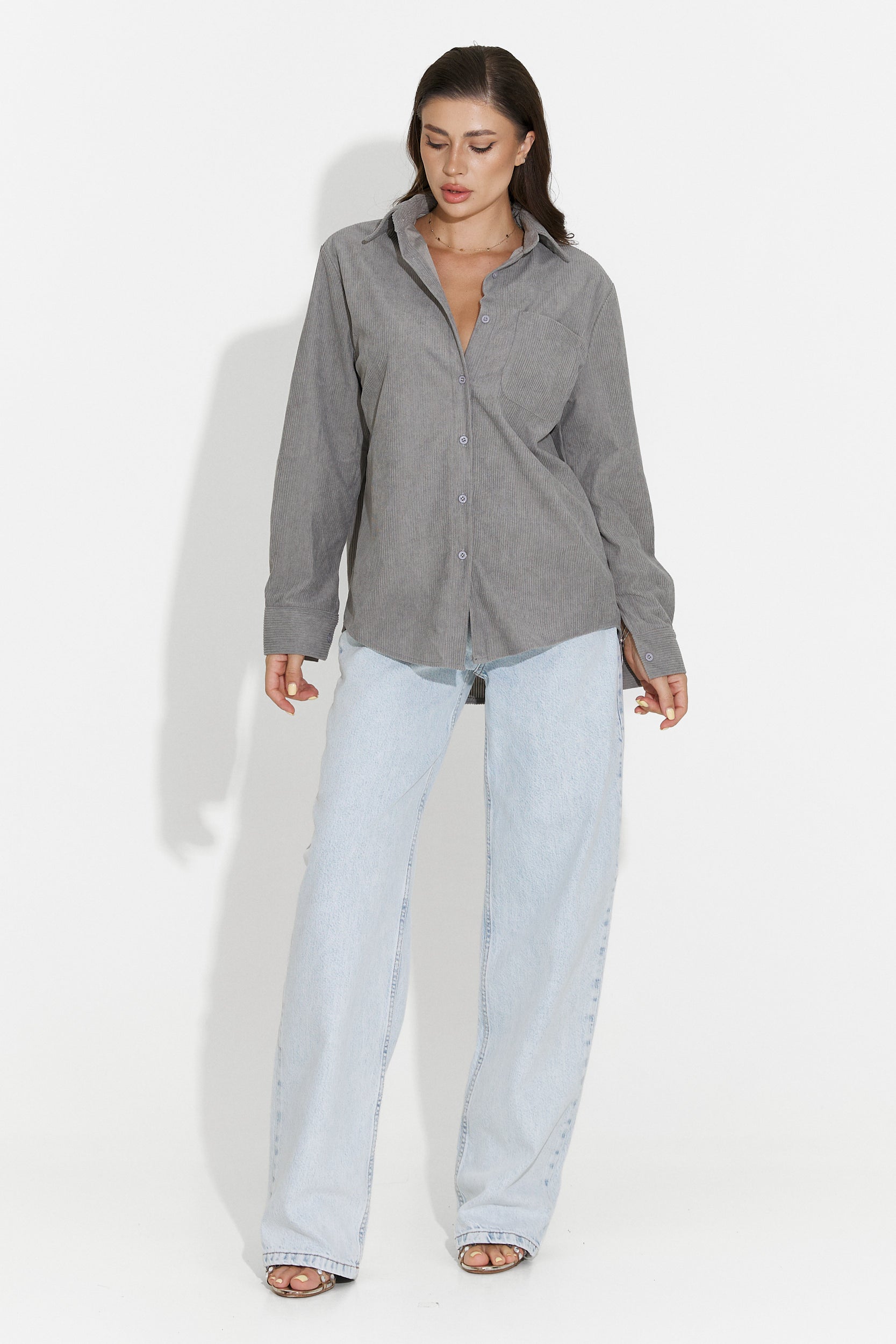 Szara casualowa koszula damska Deliora Bogas