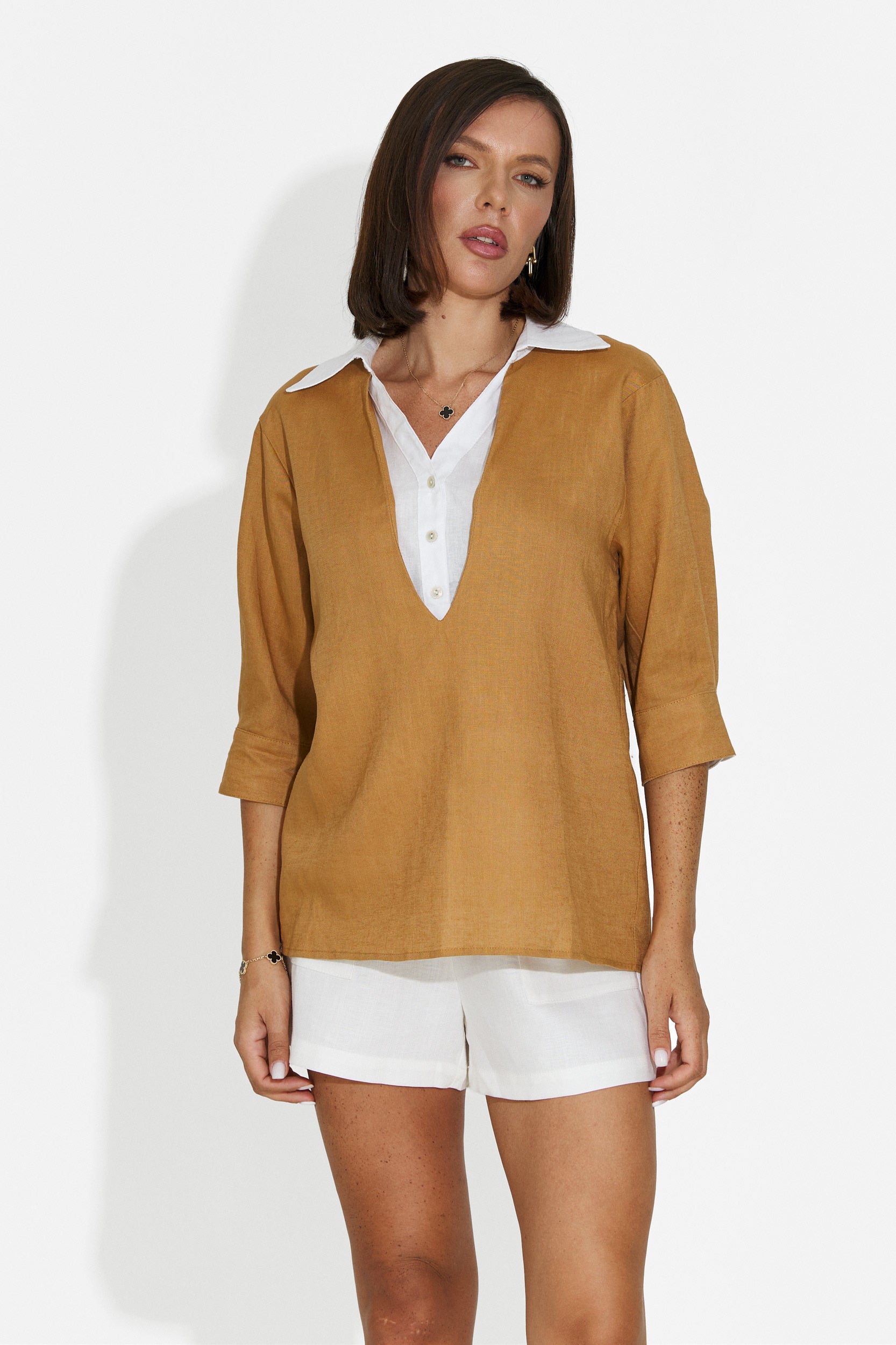 Casual brown women's shirt Esperia Bogas