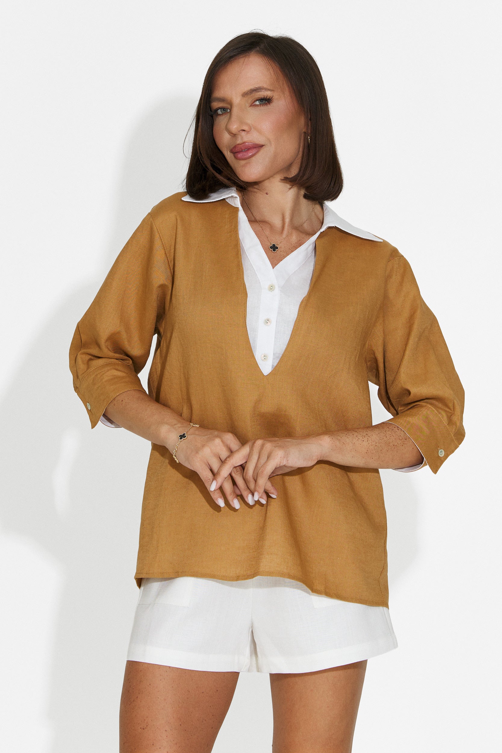 Casual brown women's shirt Esperia Bogas