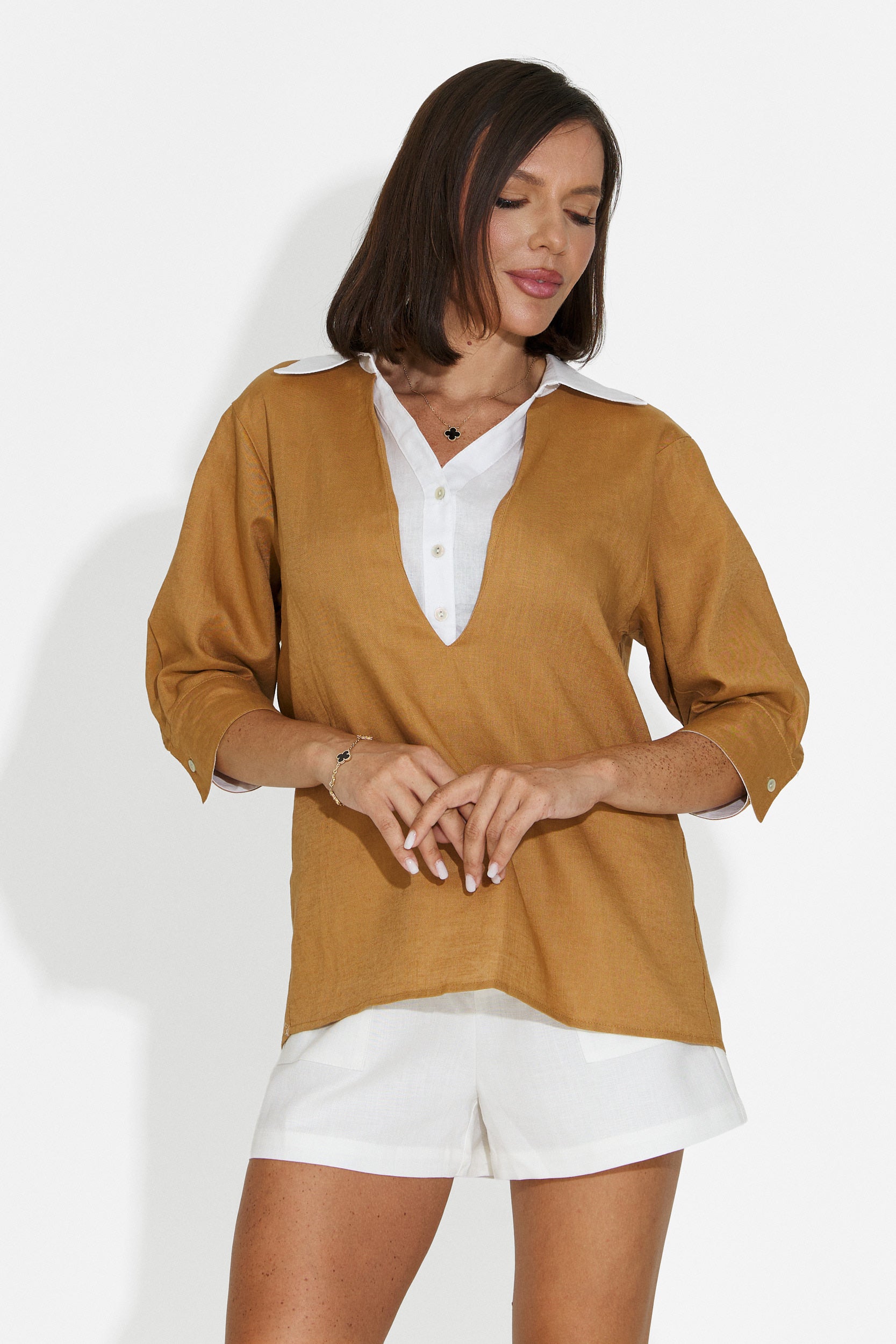 Casual brown women's shirt Esperia Bogas