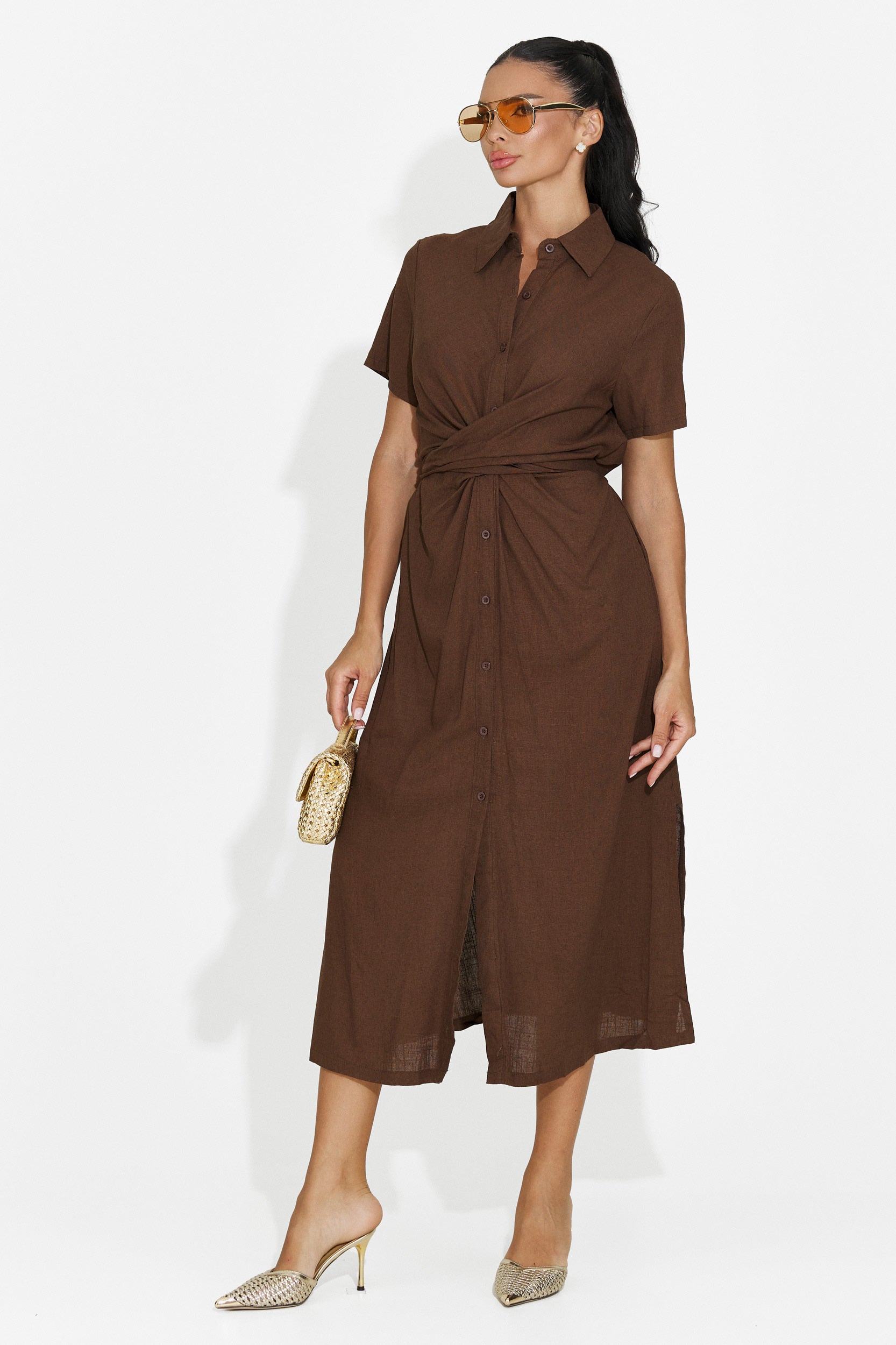Brown casual women's shirt Genoma Bogas
