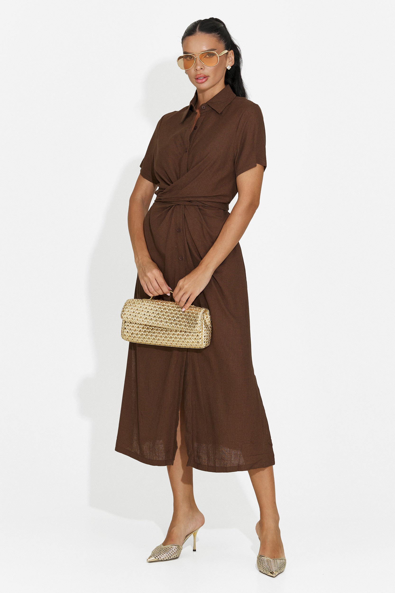 Brown casual women's shirt Genoma Bogas