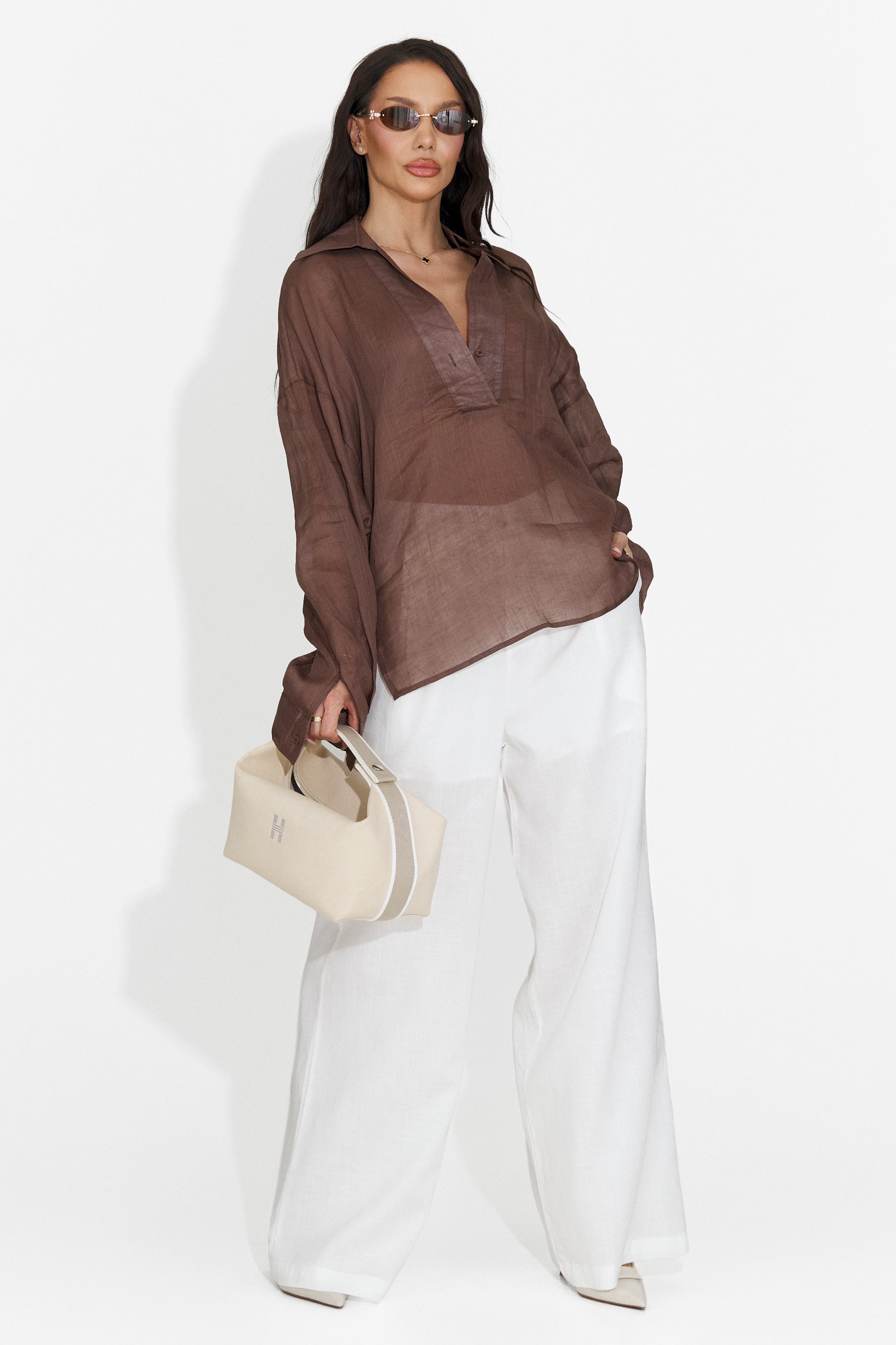 Camasa dama casual maro Hibiscus Bogas