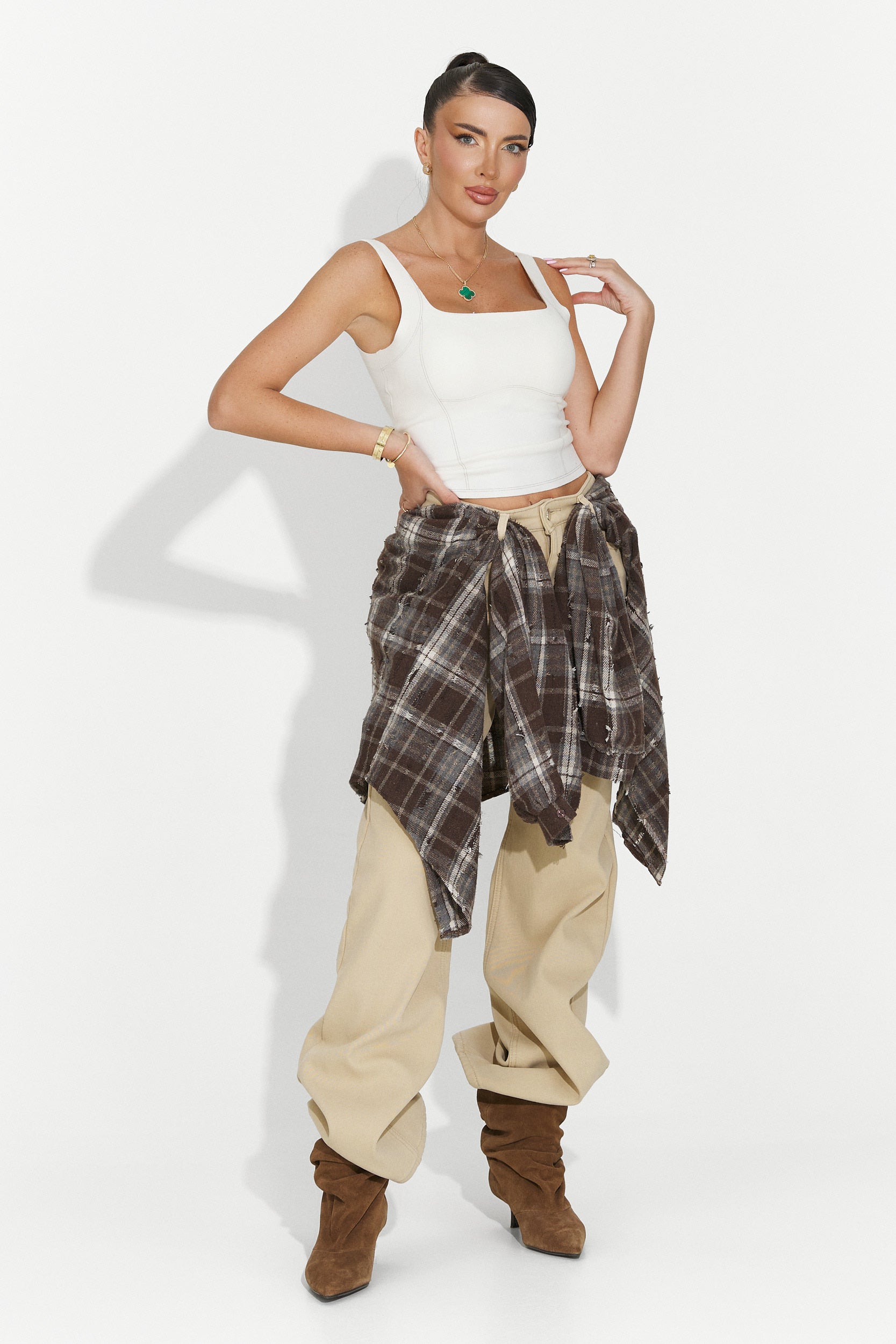 Camisa mujer casual marrón Jasara Bogas