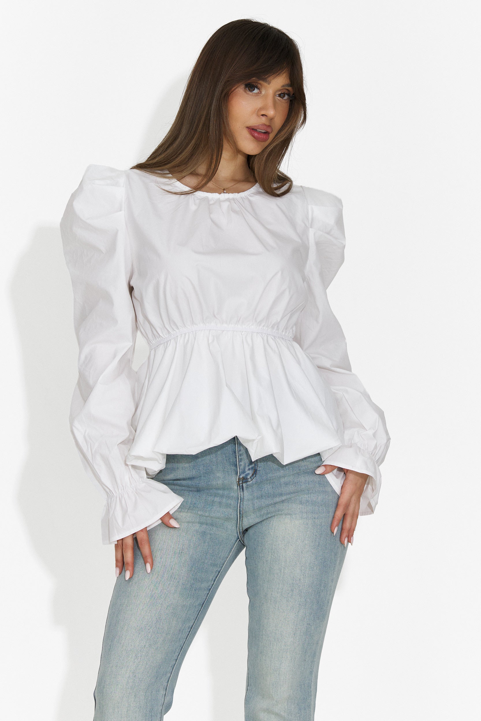 Elegante Weiße Lindalia Bogas Damenbluse