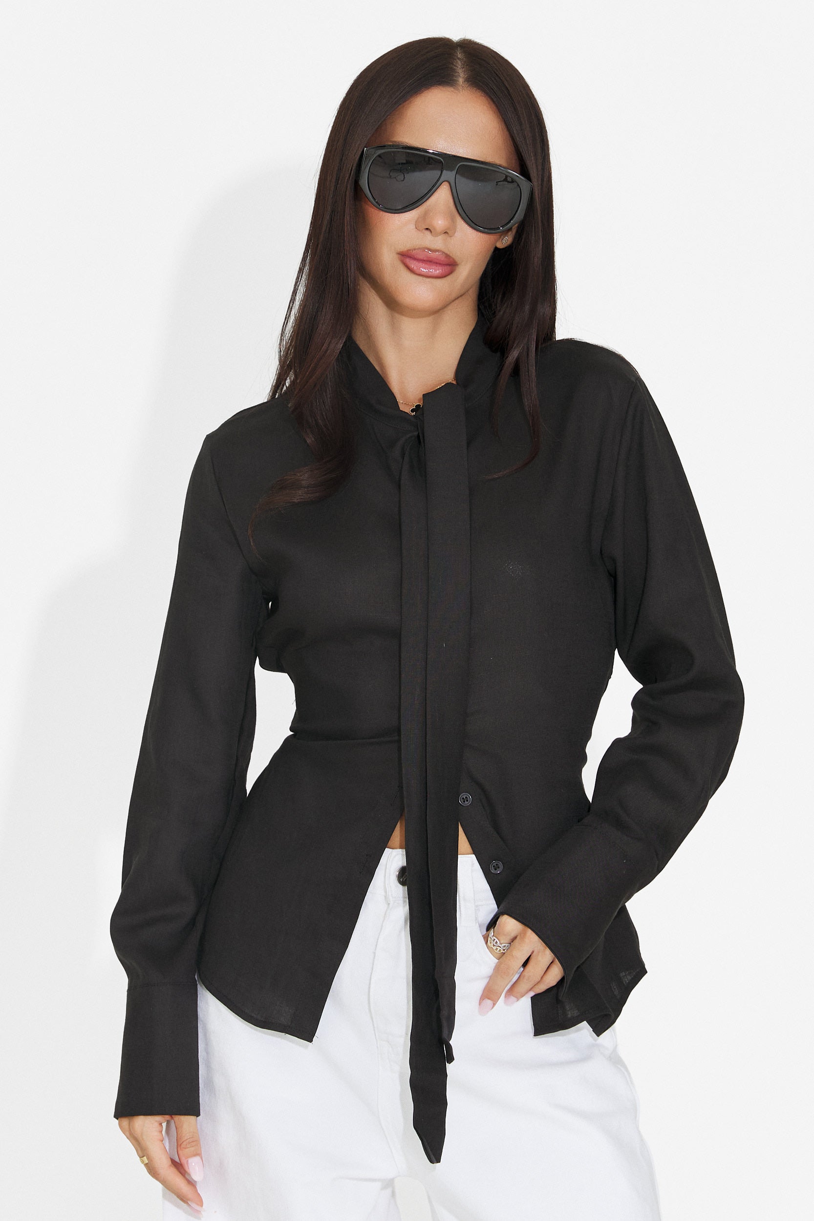 Camasa dama eleganta neagra Comsyna Bogas