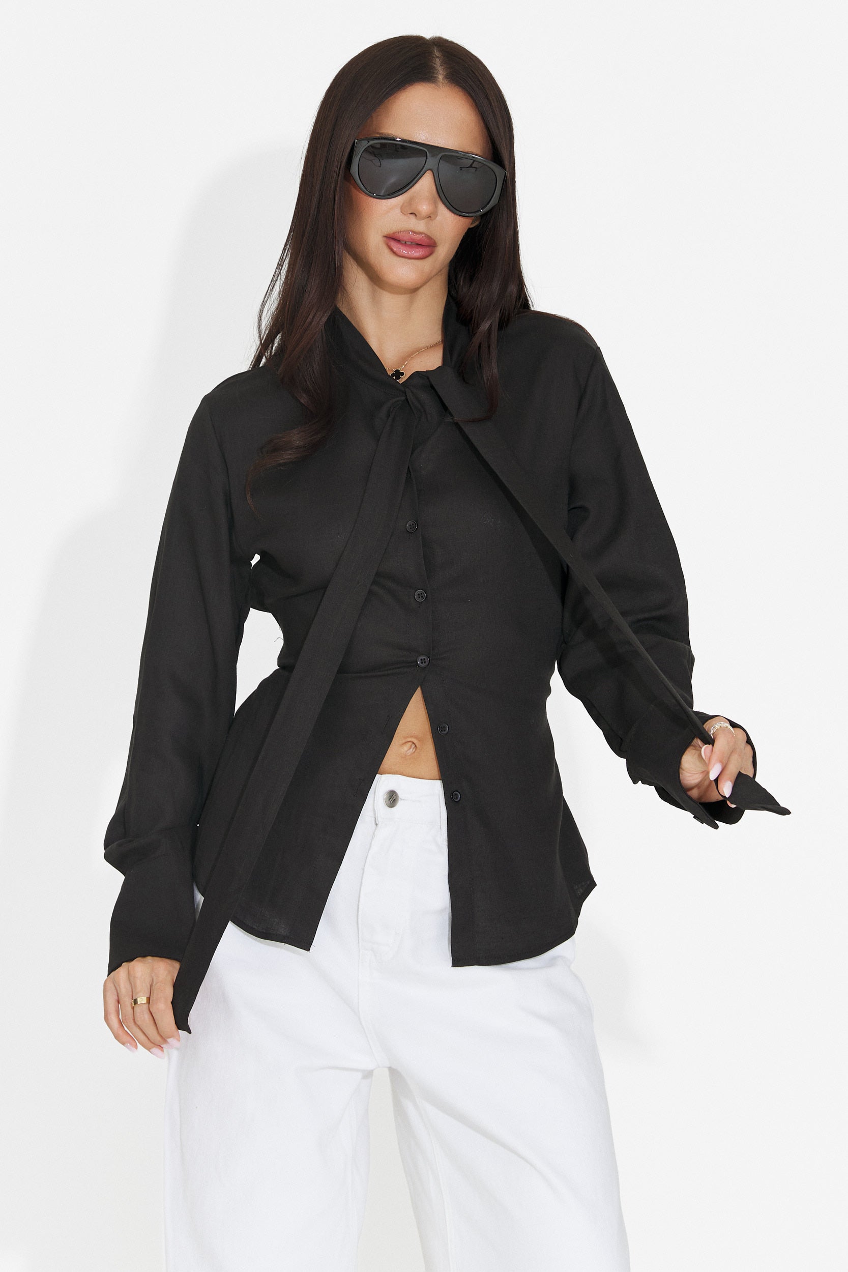 Camasa dama eleganta neagra Comsyna Bogas