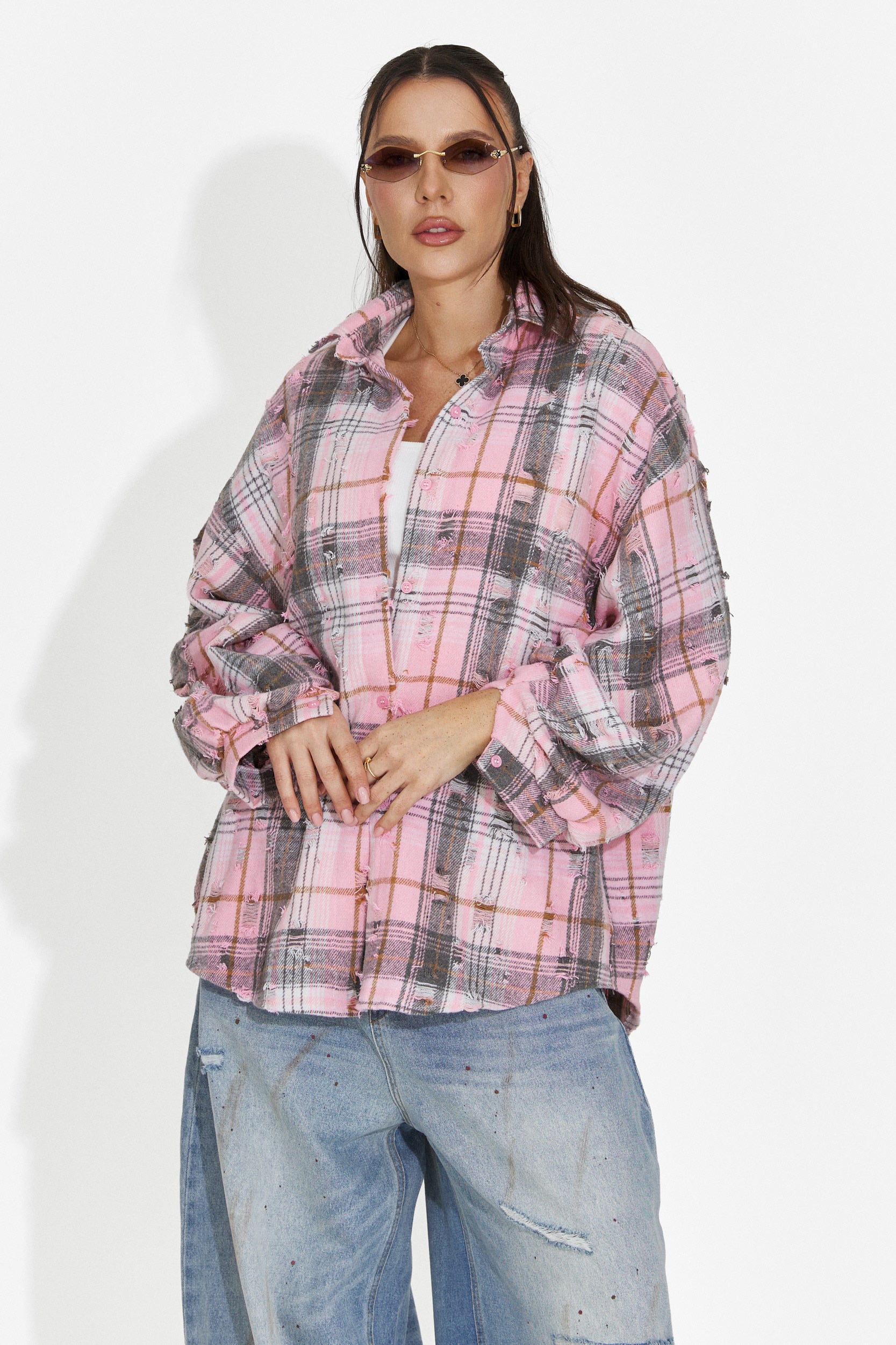 Elegancka Różowa Koszula Damska Czysto Bogas