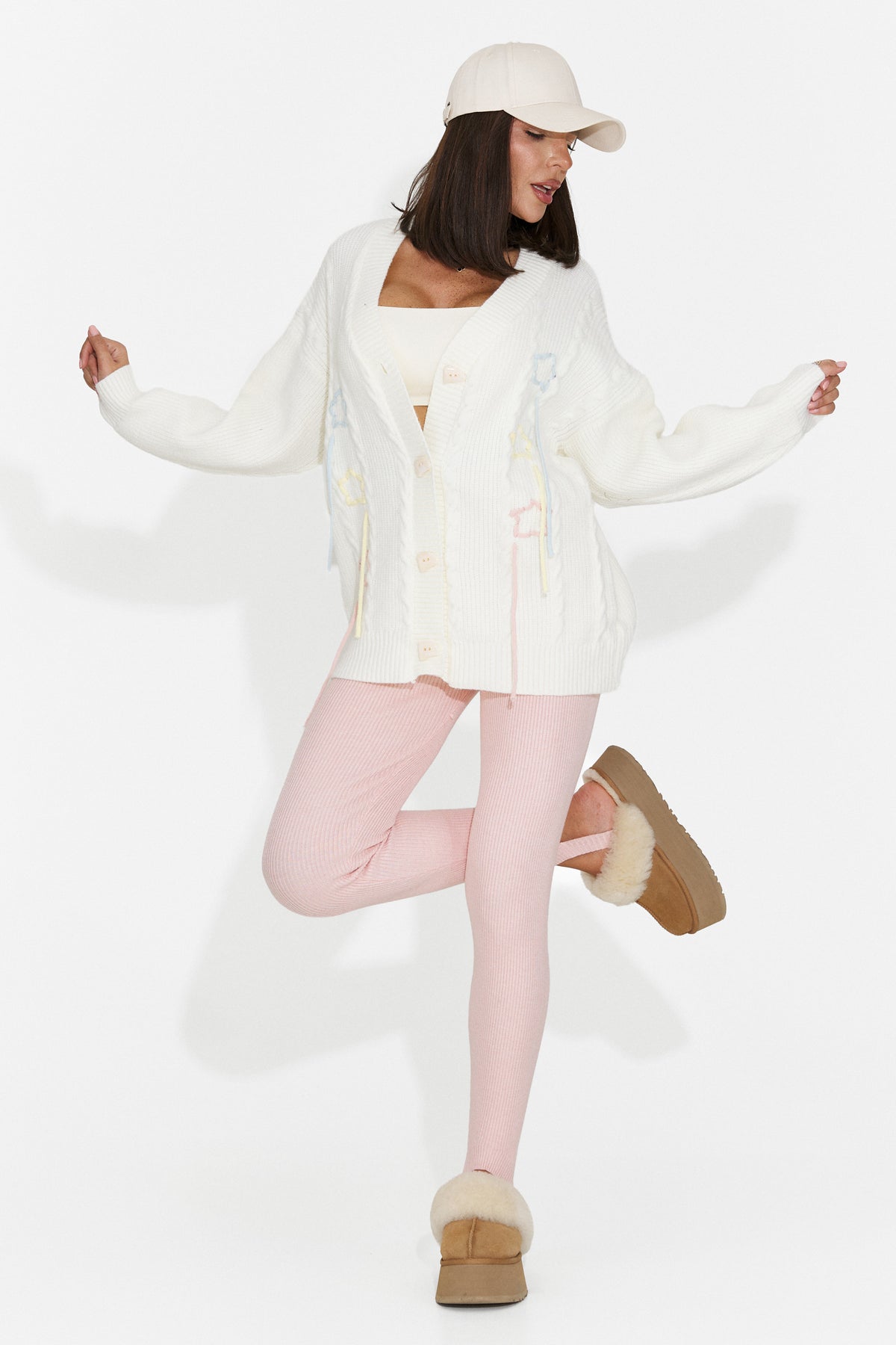 Cardigan casual alb Kemivaora Bogas