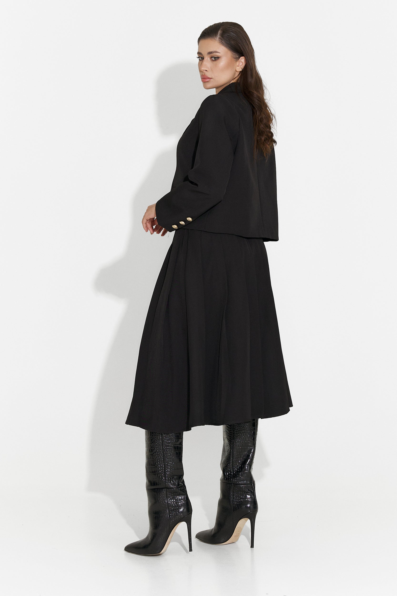 Aurina Bogas Black Midi Skirt Set