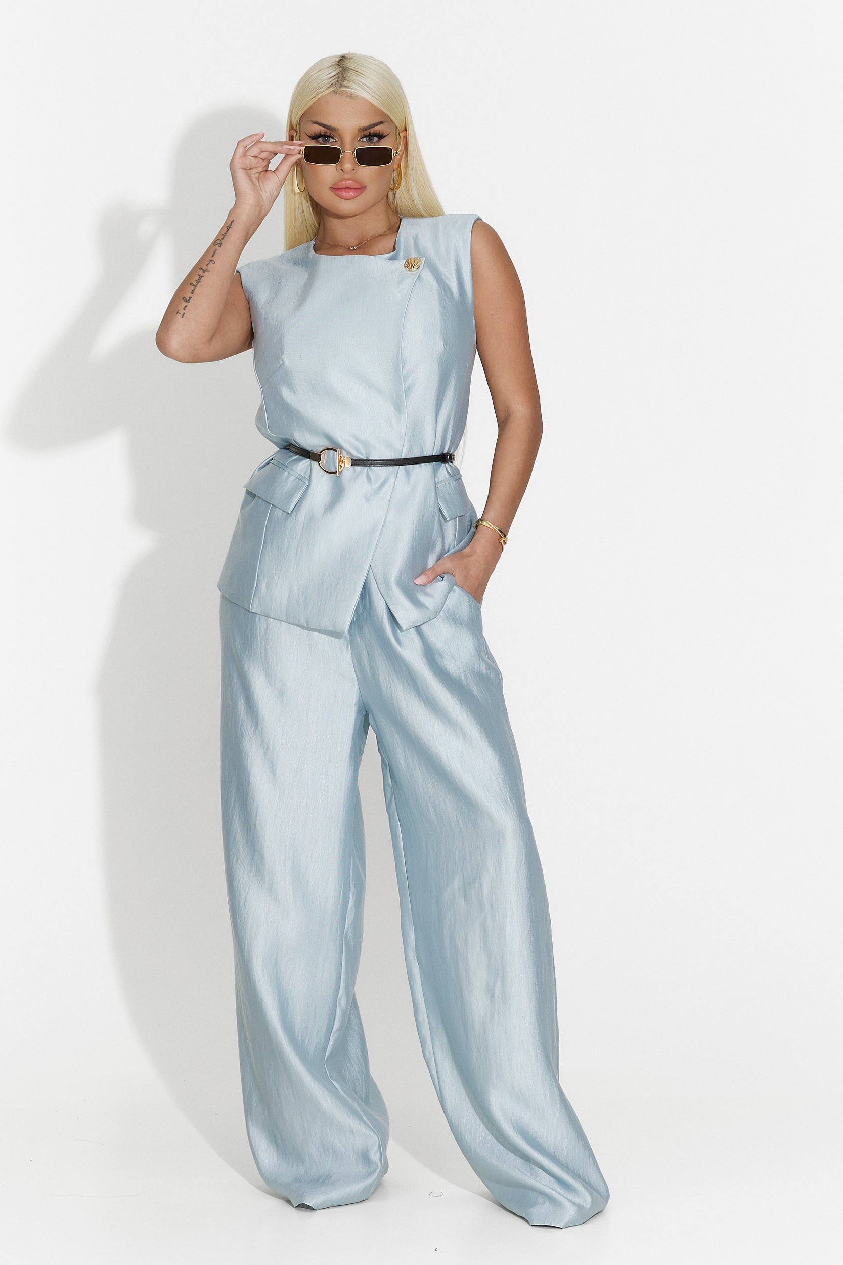 Komplet ze spodniami turkusowy Petunia Bogas