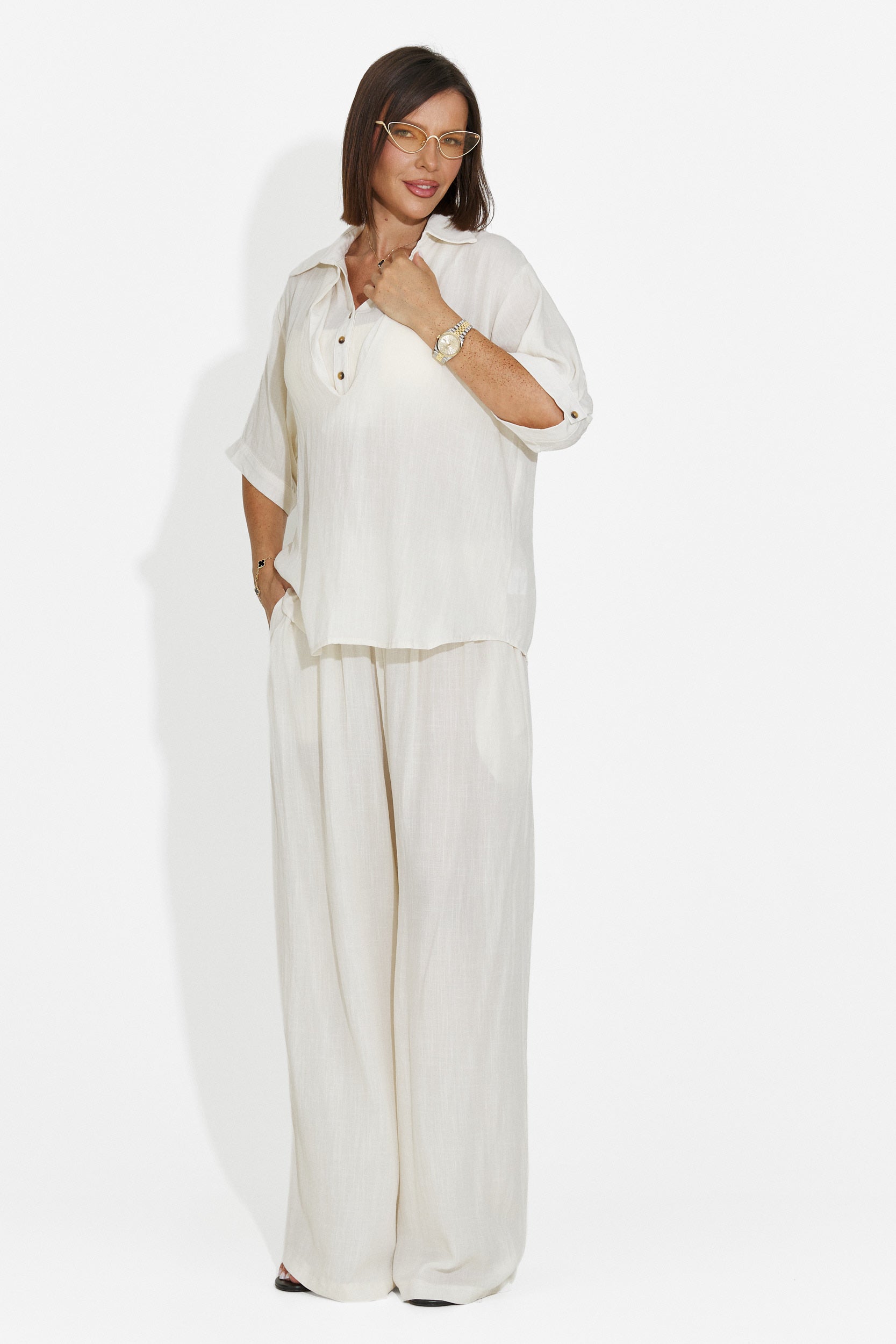 Women's set shirt + beige pants Anyela Bogas