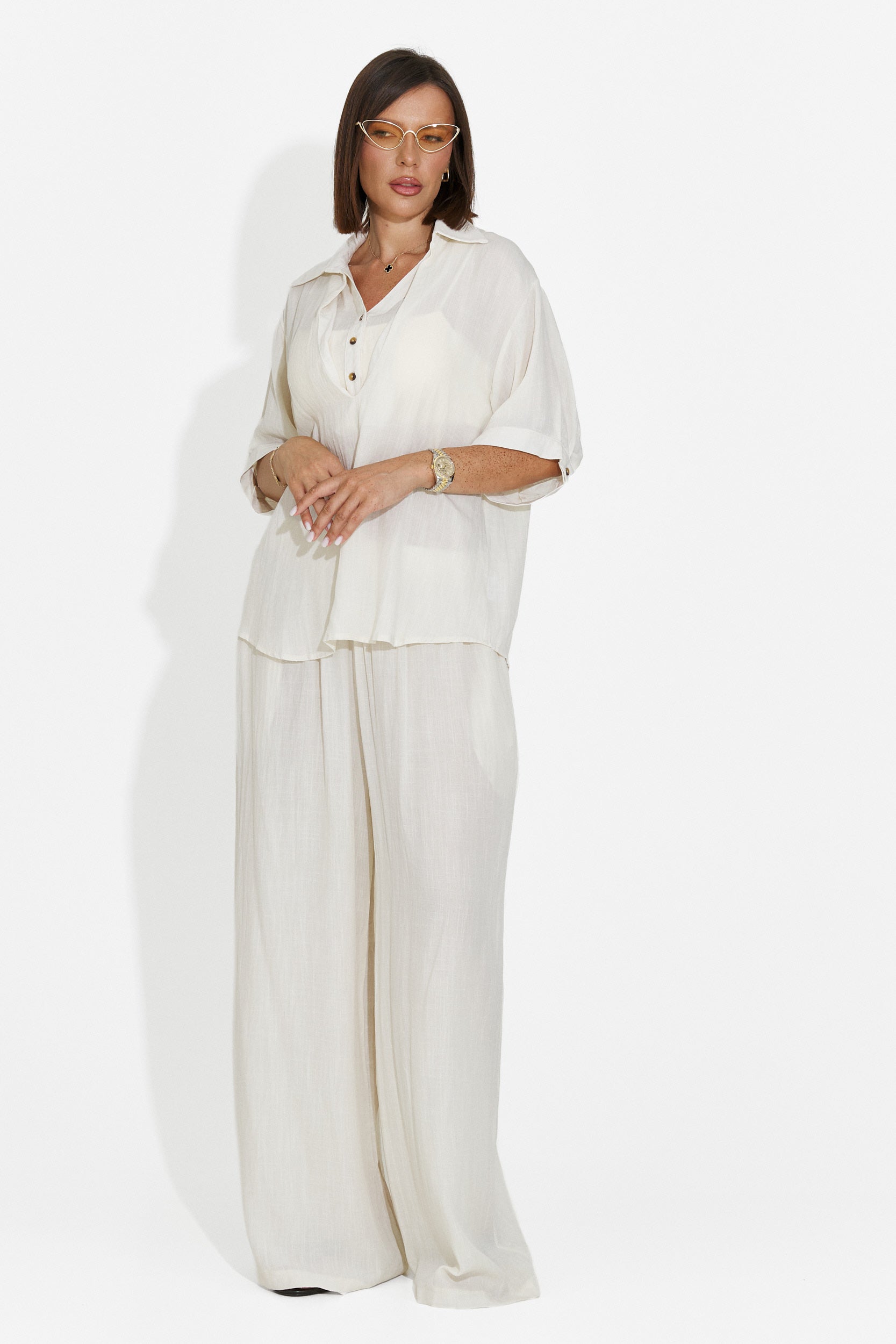 Women's set shirt + beige pants Anyela Bogas