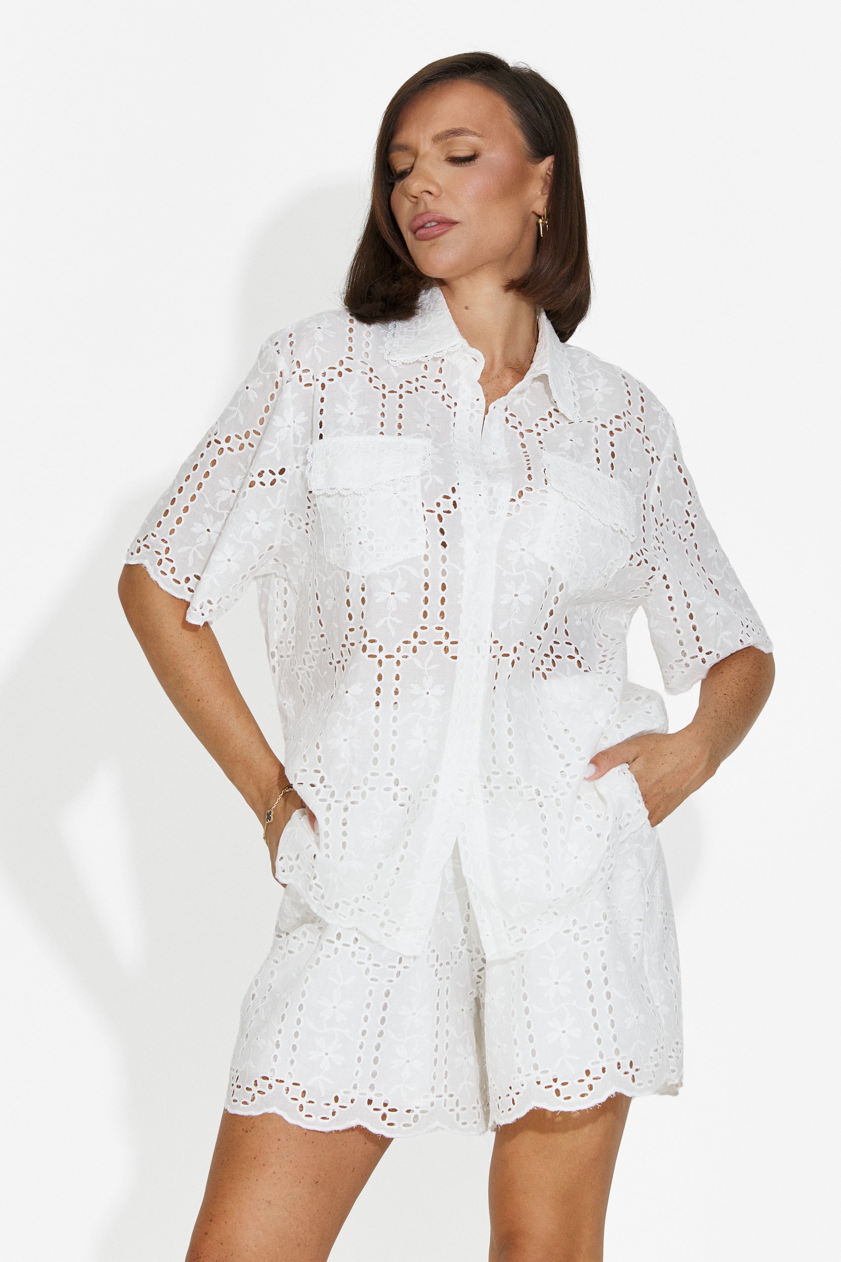 Women's set shirt + white shorts Clarya Bogas