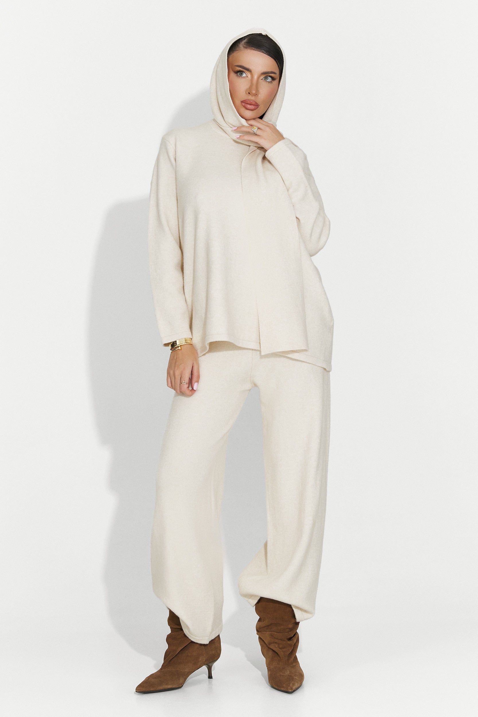 Beige casual women's suit Vencilie Bogas