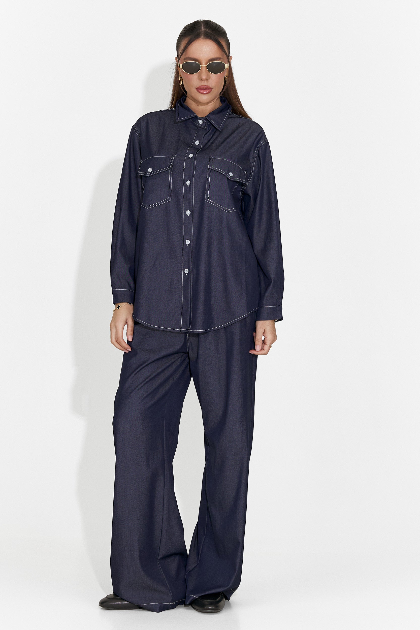 Granatowy, codzienny garnitur damski Zunaira Bogas